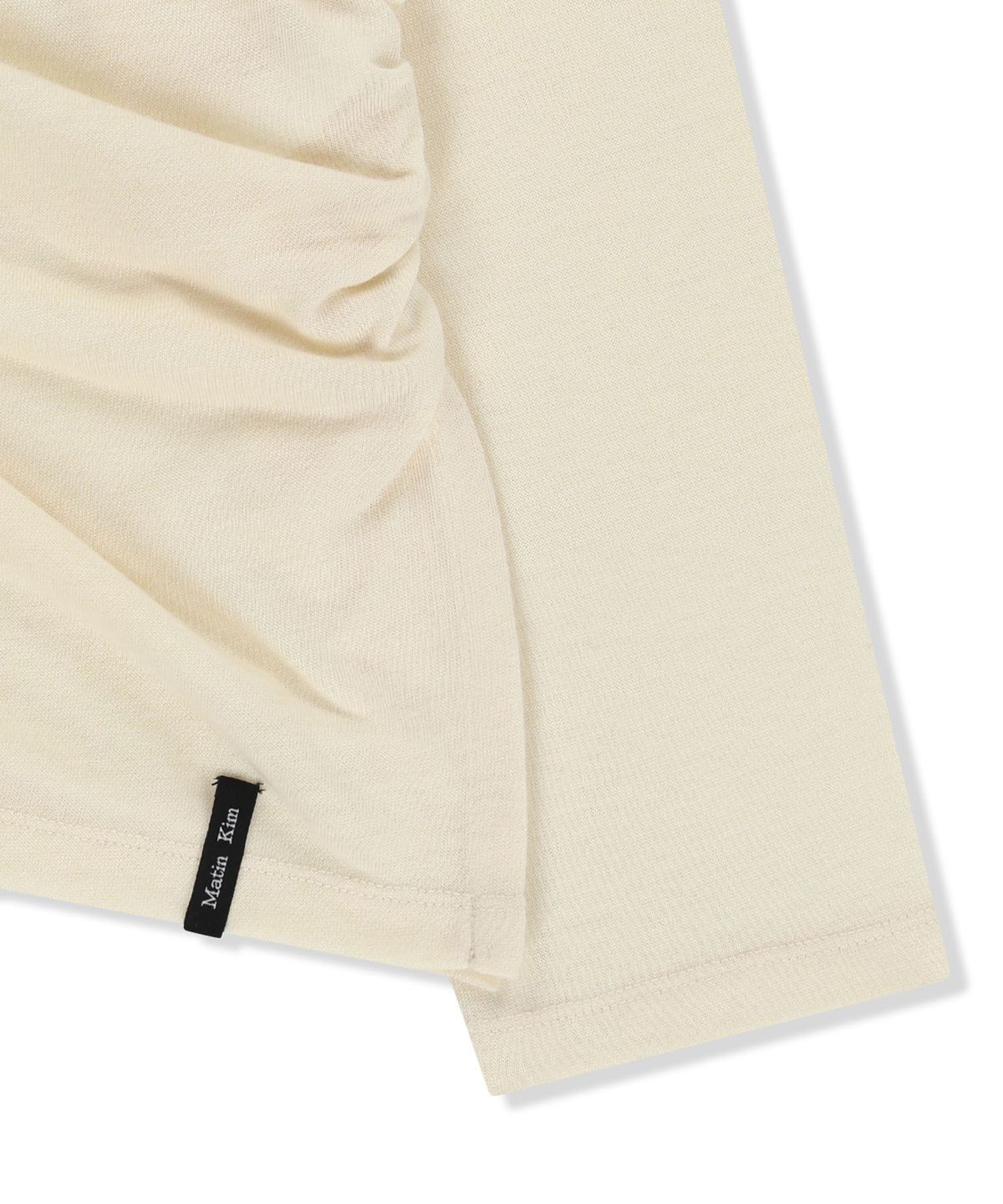 마뗑킴(MATIN KIM) ASYMMETRIC SIDE SHIRRING TOP IN LIGHT BEIGE