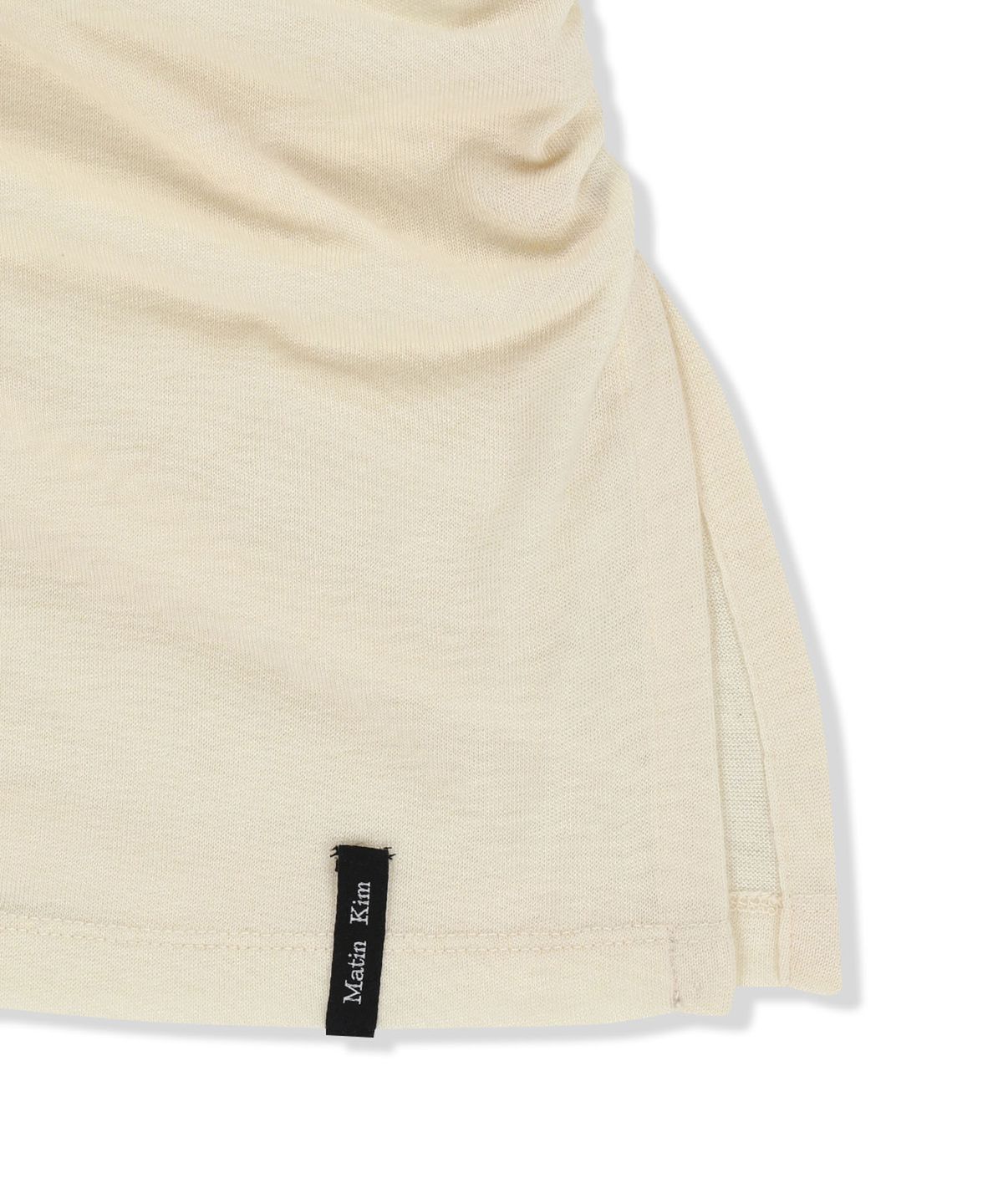 마뗑킴(MATIN KIM) ASYMMETRIC SIDE SHIRRING TOP IN LIGHT BEIGE