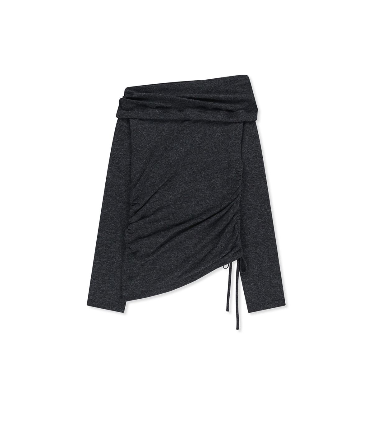 마뗑킴(MATIN KIM) ASYMMETRIC SIDE SHIRRING TOP IN CHARCOAL
