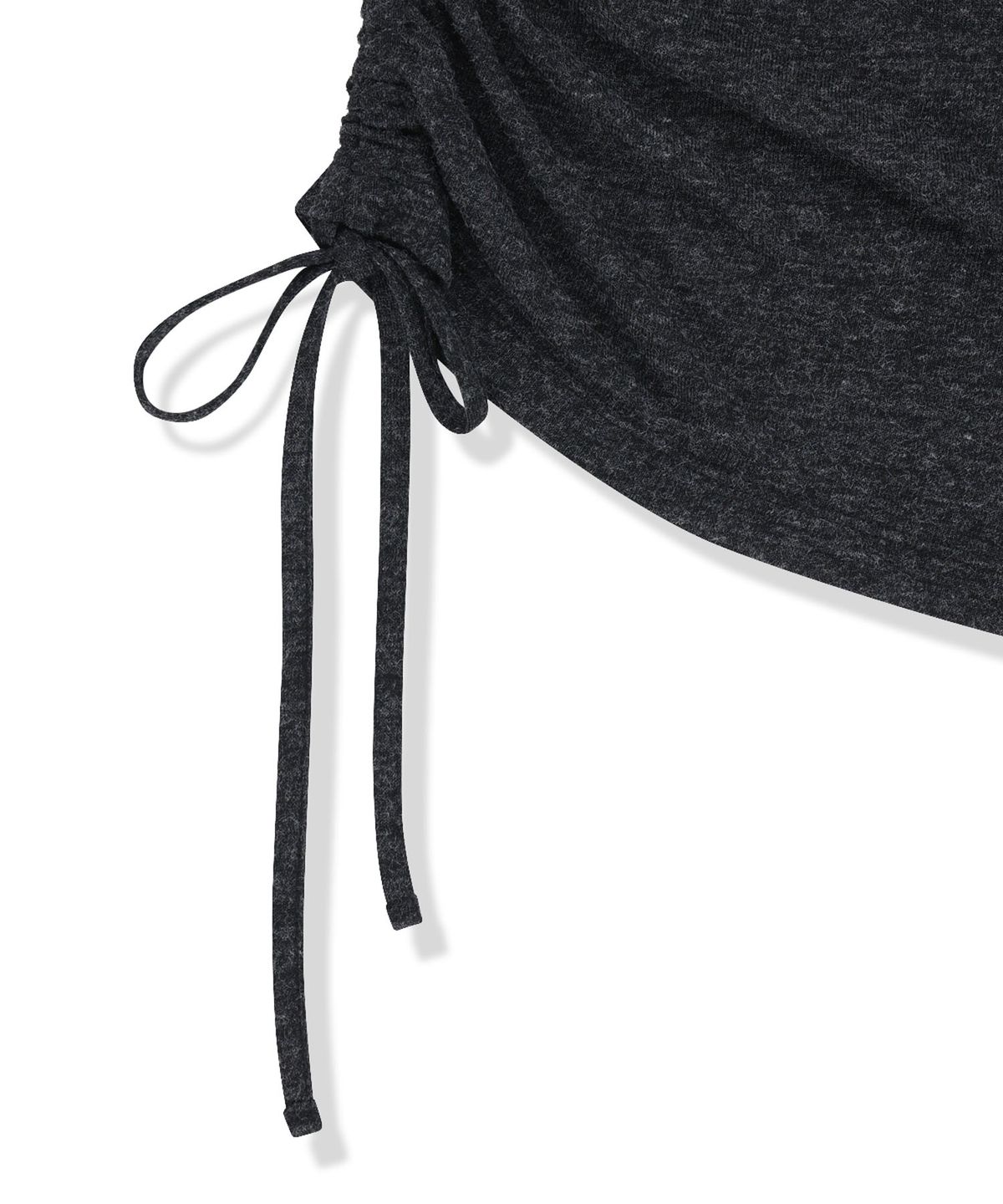 마뗑킴(MATIN KIM) ASYMMETRIC SIDE SHIRRING TOP IN CHARCOAL