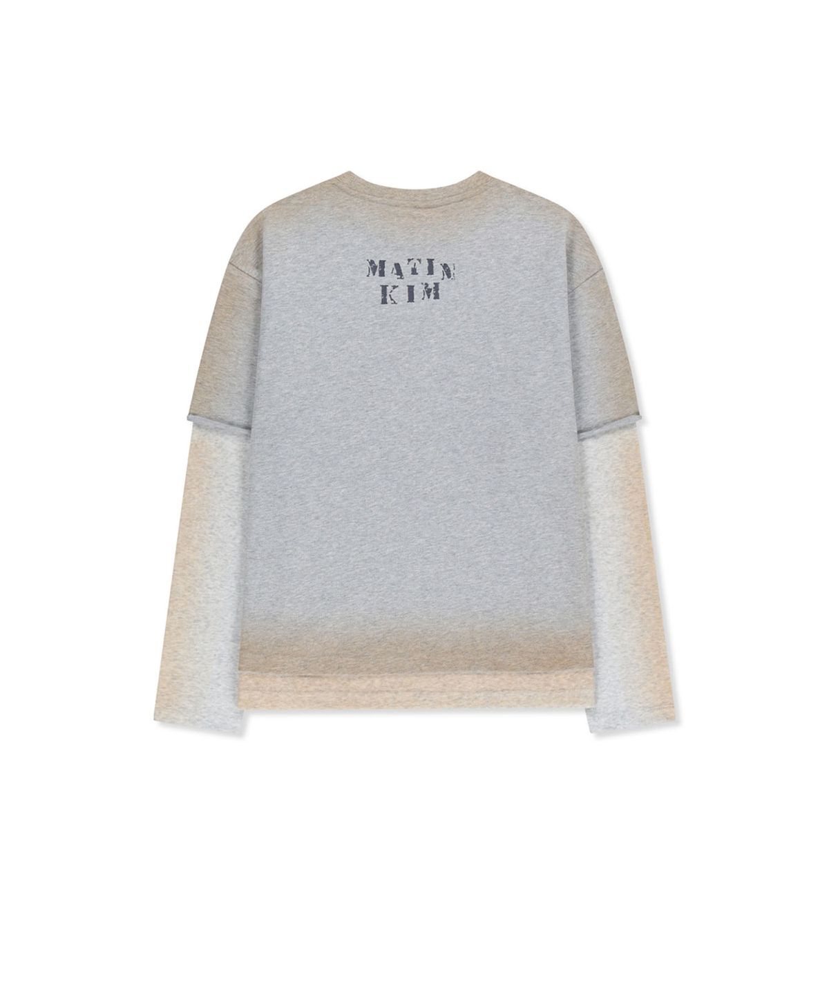 마뗑킴(MATIN KIM) DUST WASHED LOGO LAYERED TOP IN GREY