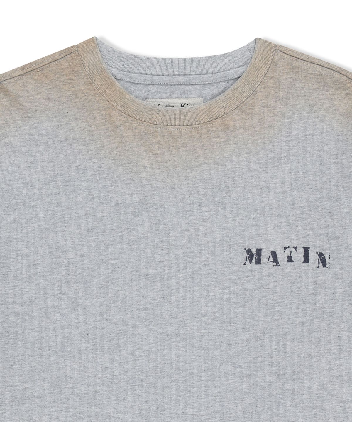 마뗑킴(MATIN KIM) DUST WASHED LOGO LAYERED TOP IN GREY