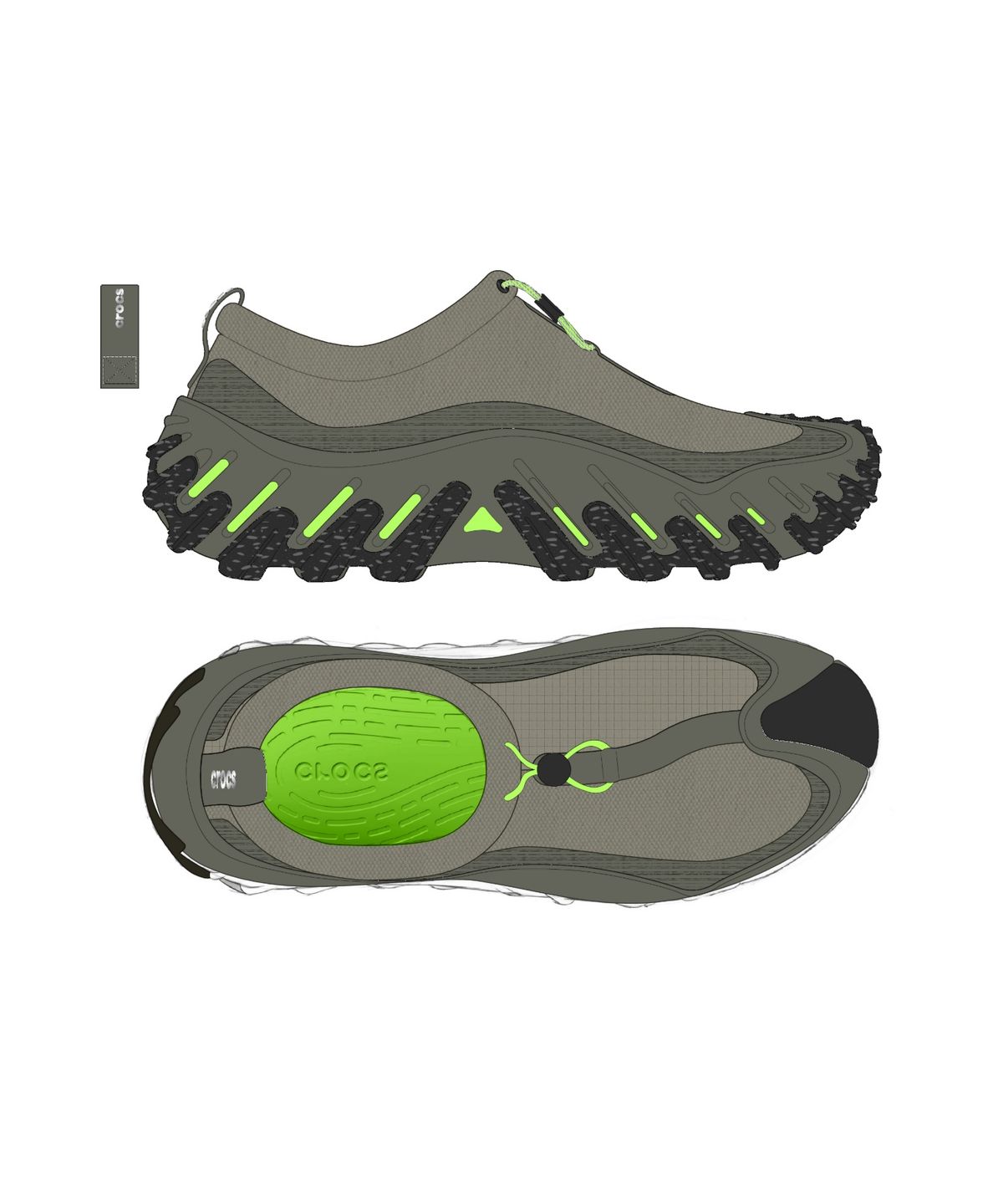 크록스(CROCS) 에코 엘리먼트 - 더스티 올리브:라임 버스트 / 213455-3DI