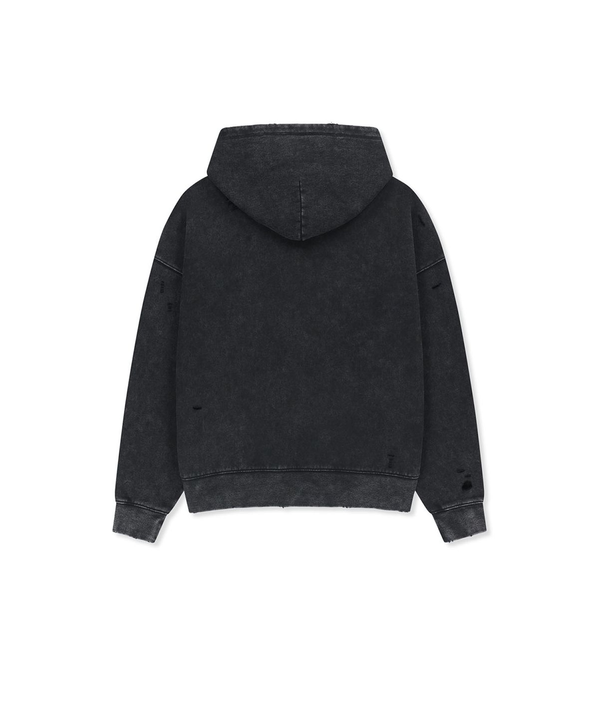 마뗑킴(MATIN KIM) WAFFLE APPLIQUE LOGO HOOD TOP IN CHARCOAL