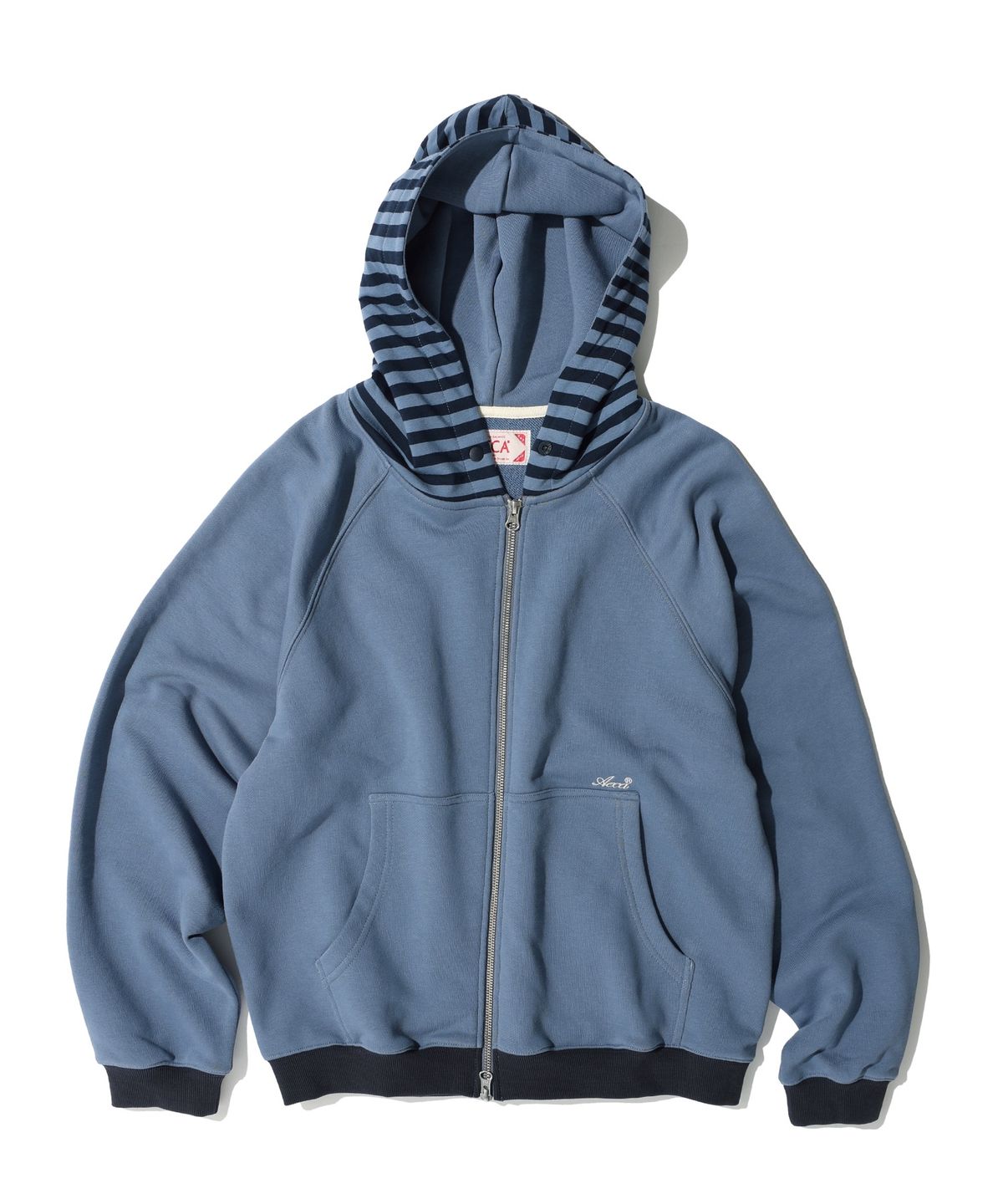 에이카화이트(AECA) AECA STRIPE DIAGONAL ZIP UP HOODIE-DARK BLUE