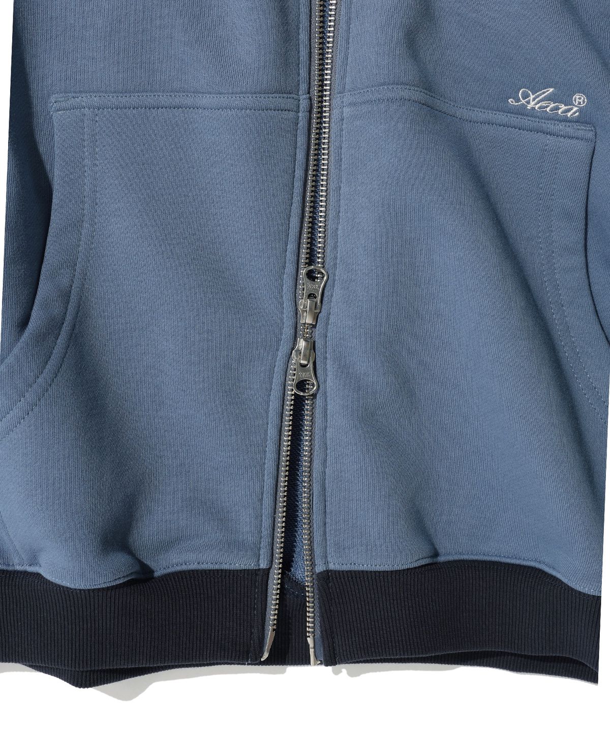 에이카화이트(AECA) AECA STRIPE DIAGONAL ZIP UP HOODIE-DARK BLUE