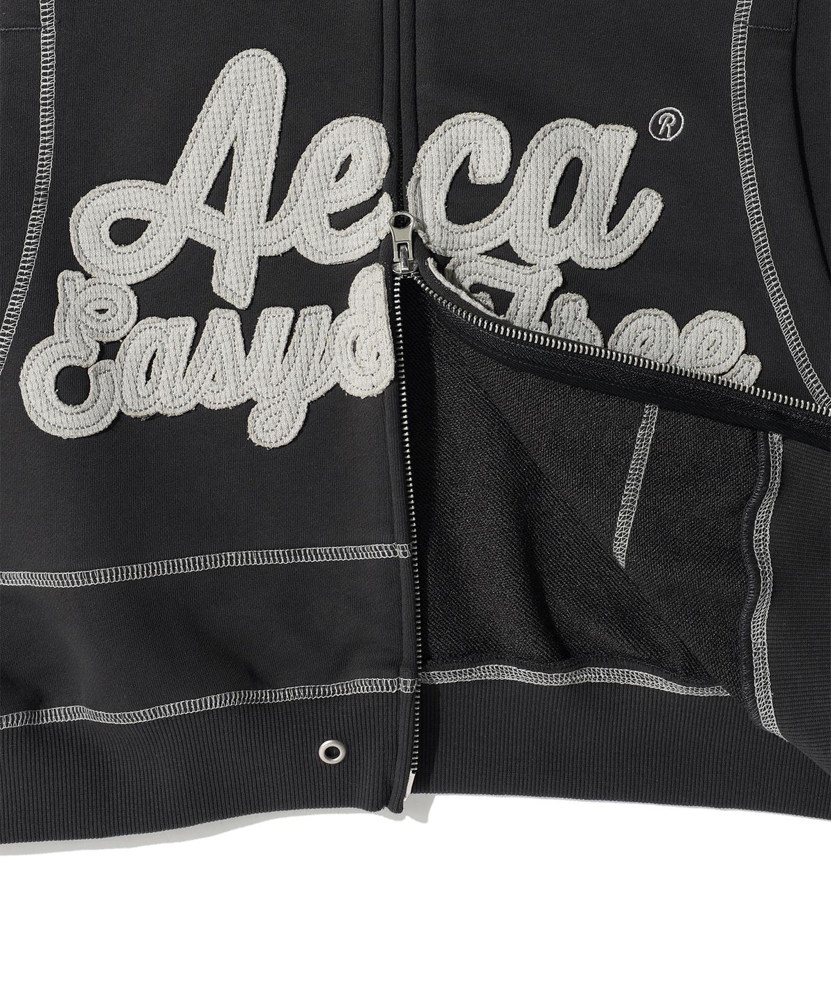 에이카화이트(AECA) AECA WAFFLE PATCH ZIP UP HOODIE (2color)