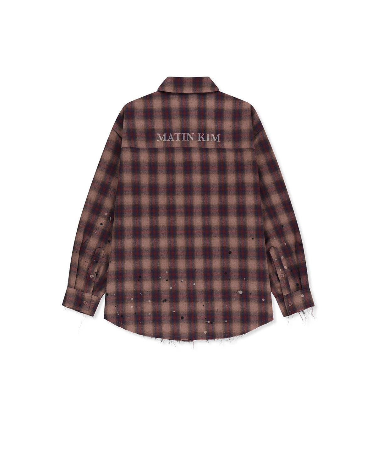 마뗑킴(MATIN KIM) PAINT EFFECT FLANNEL CHECK SHIRT IN INDIAN PINK
