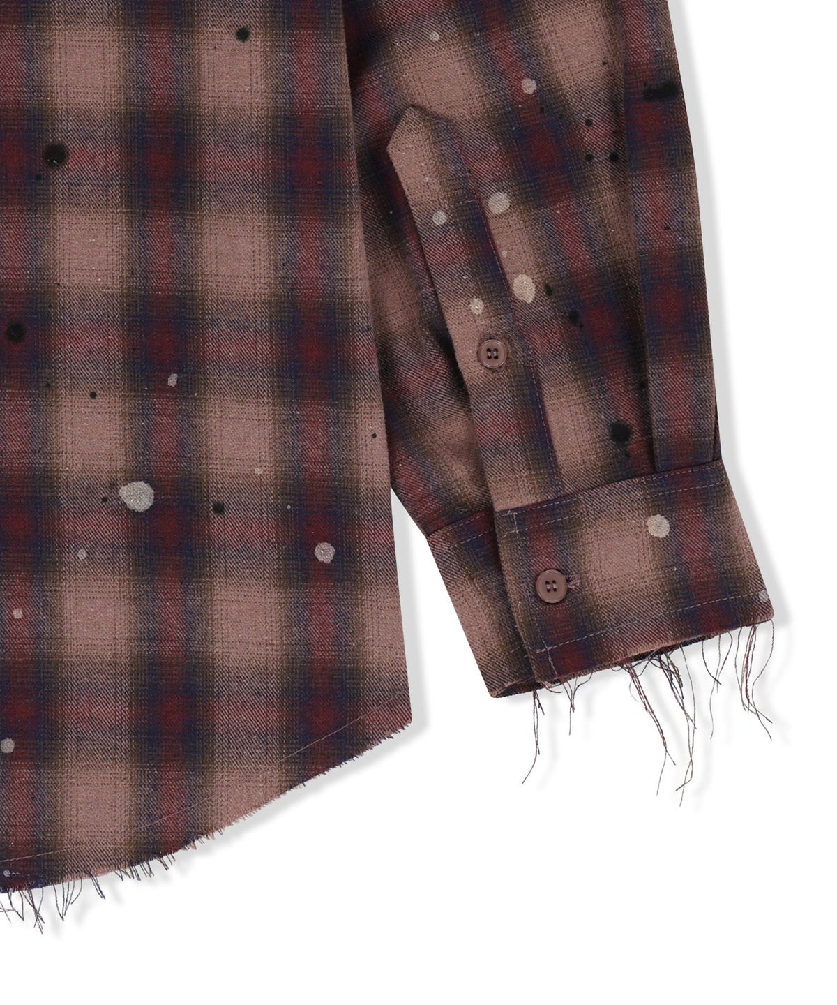 마뗑킴(MATIN KIM) PAINT EFFECT FLANNEL CHECK SHIRT IN INDIAN PINK