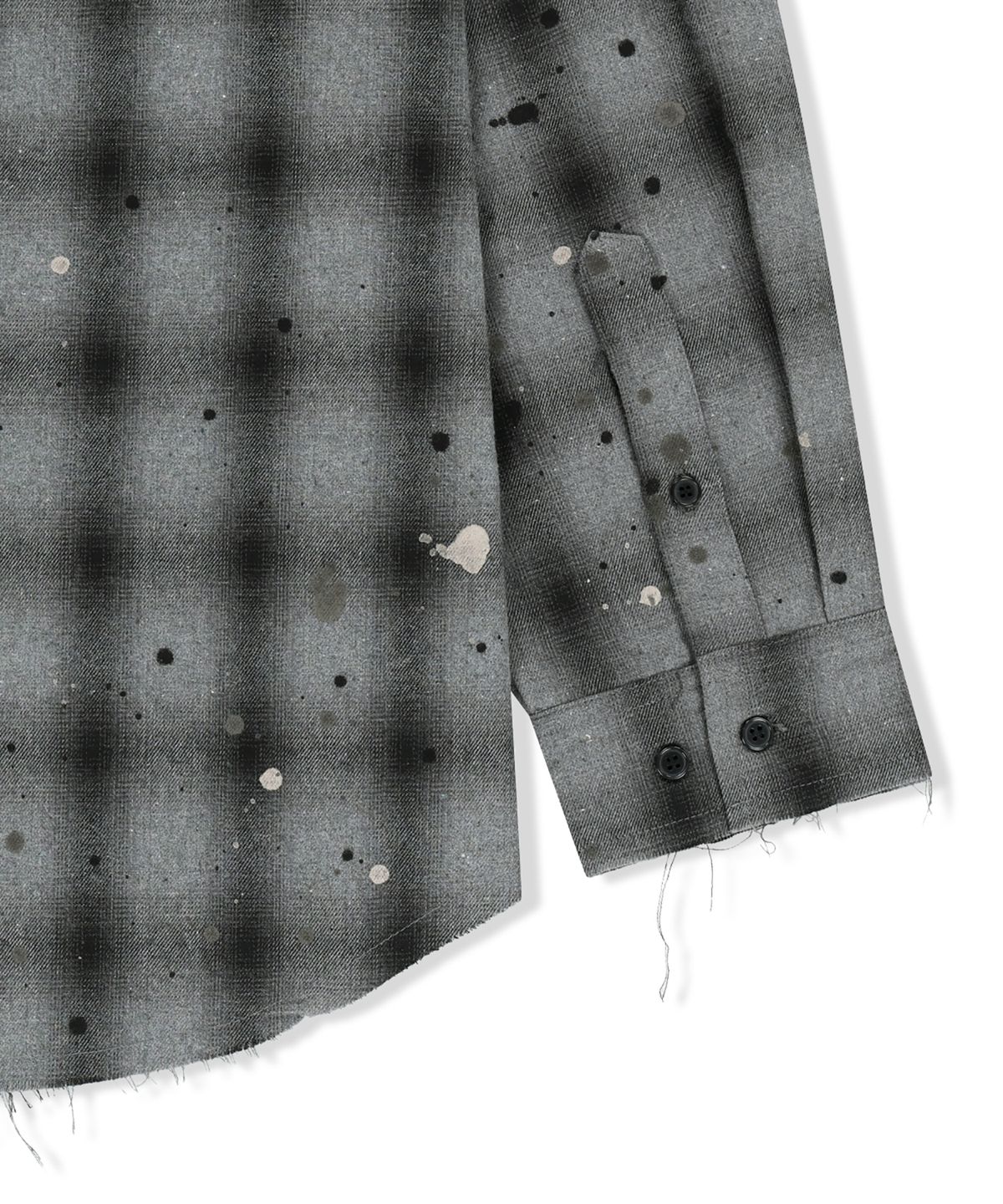 마뗑킴(MATIN KIM) PAINT EFFECT FLANNEL CHECK SHIRT IN GREY