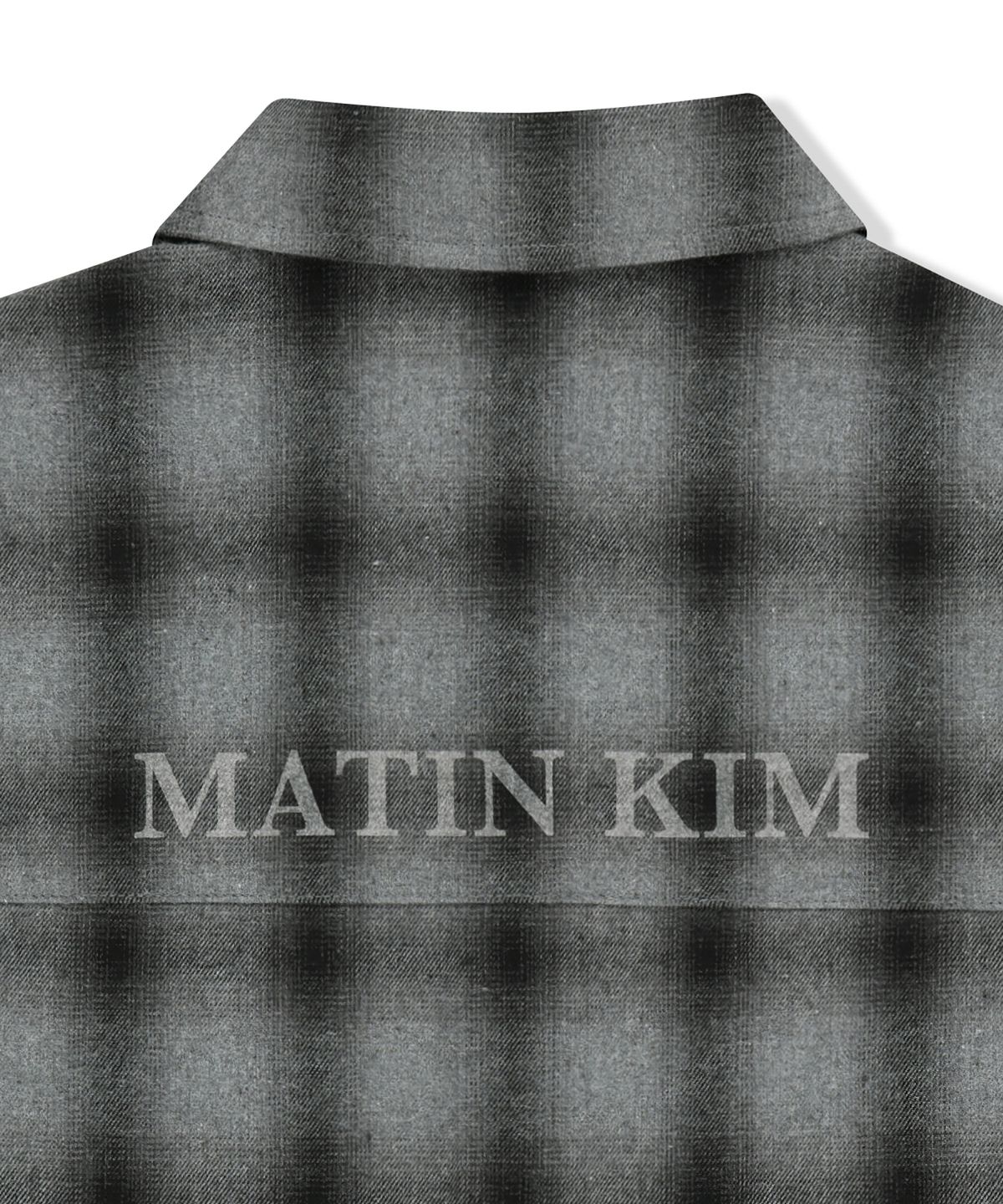 마뗑킴(MATIN KIM) PAINT EFFECT FLANNEL CHECK SHIRT IN GREY