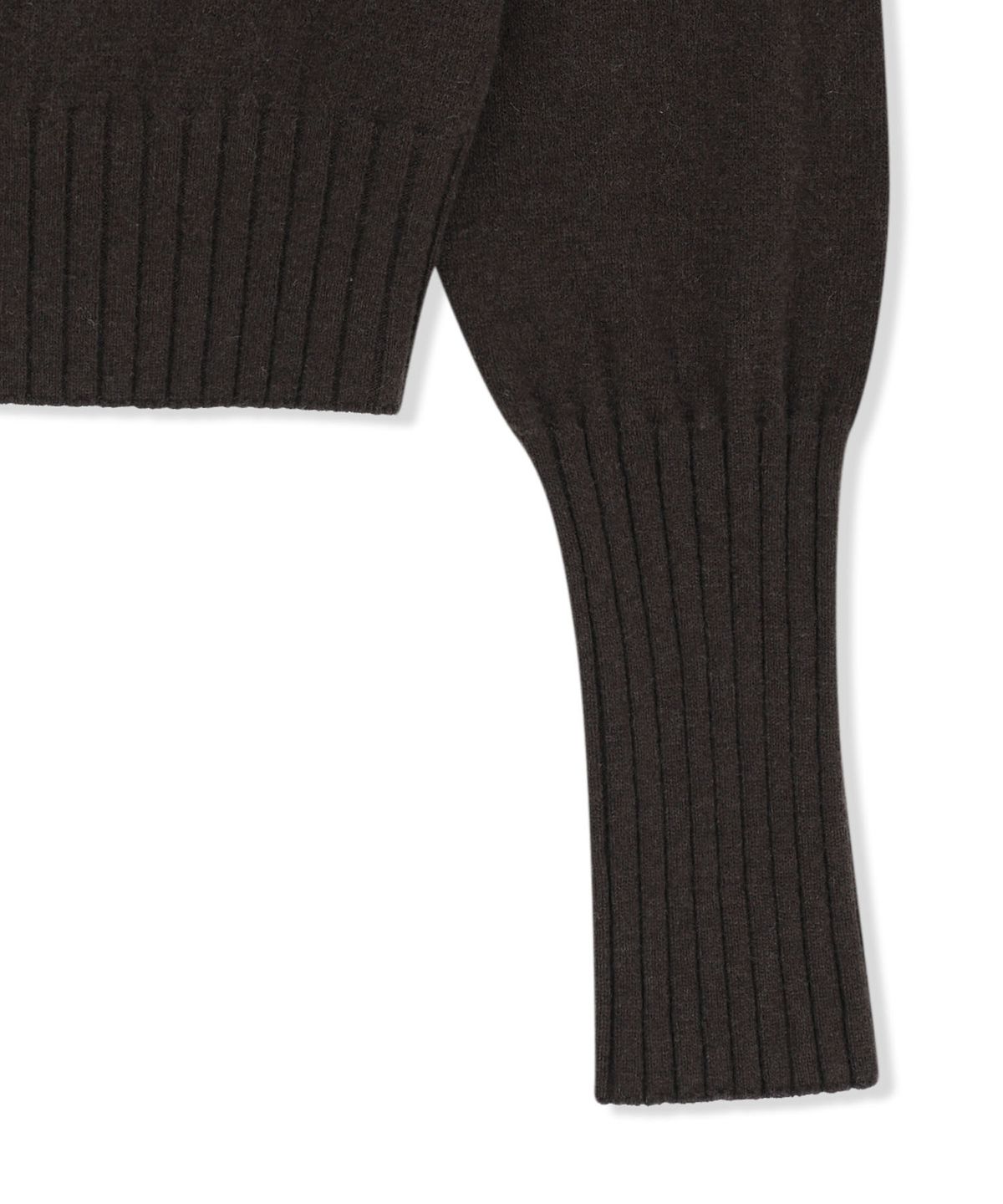 마뗑킴(MATIN KIM) BOAT NECK VOLUME SLEEVE KNIT PULLOVER IN BROWN