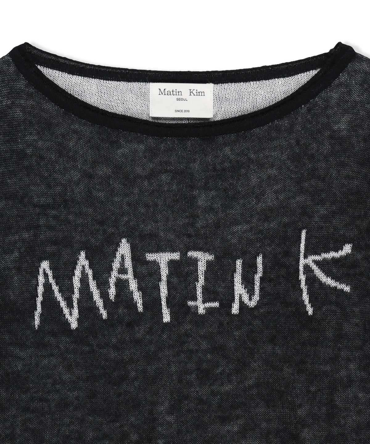 마뗑킴(MATIN KIM) MATIN DUAL TONE KNIT PULLOVER IN BLACK