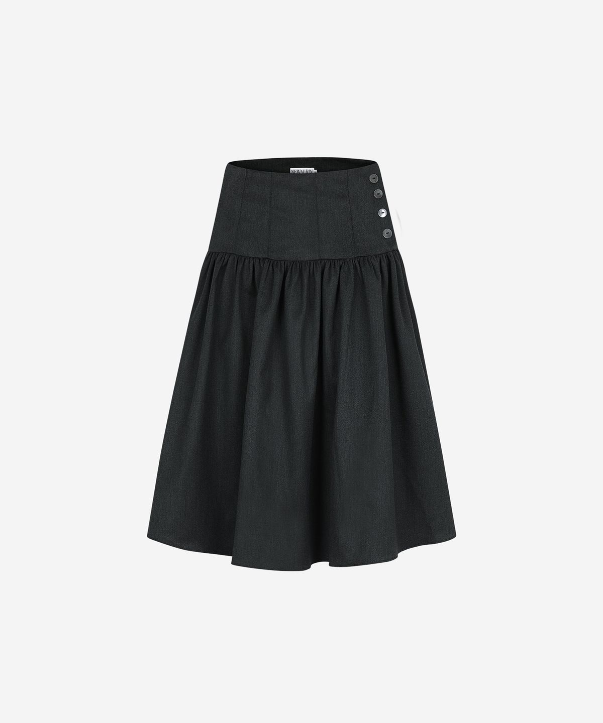 뉴얼린(NEWALRIN) MUMU Classic Button Midi Skirt Dark Charcoal