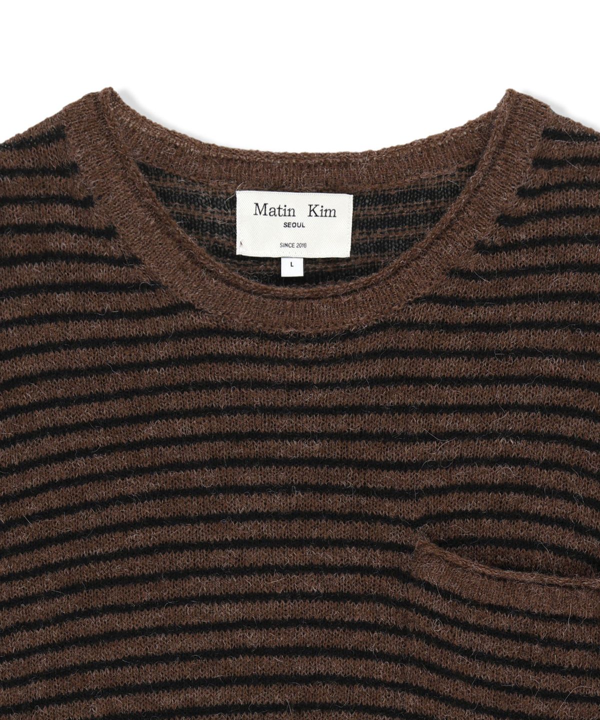 마뗑킴(MATIN KIM) MULTI STRIPE ALPACA BLENDED KNIT PULLOVER IN BROWN