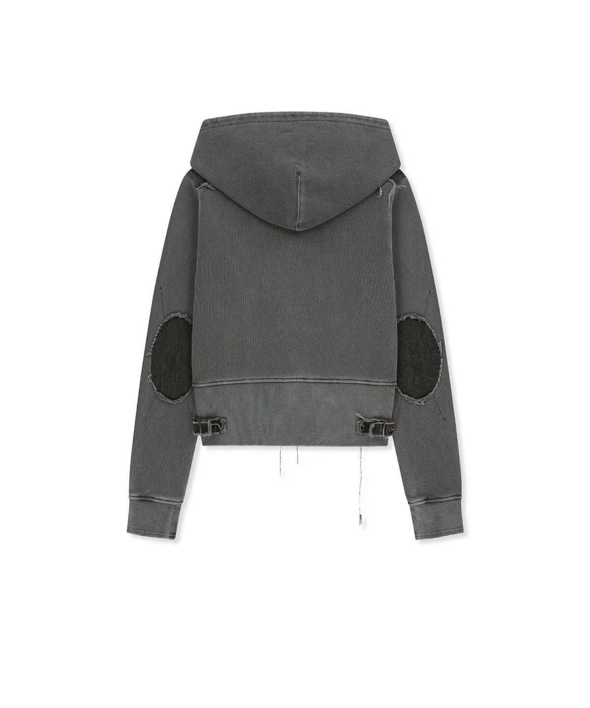 마뗑킴(MATIN KIM) FADED WASHED HOODY ZIP UP IN CHARCOAL