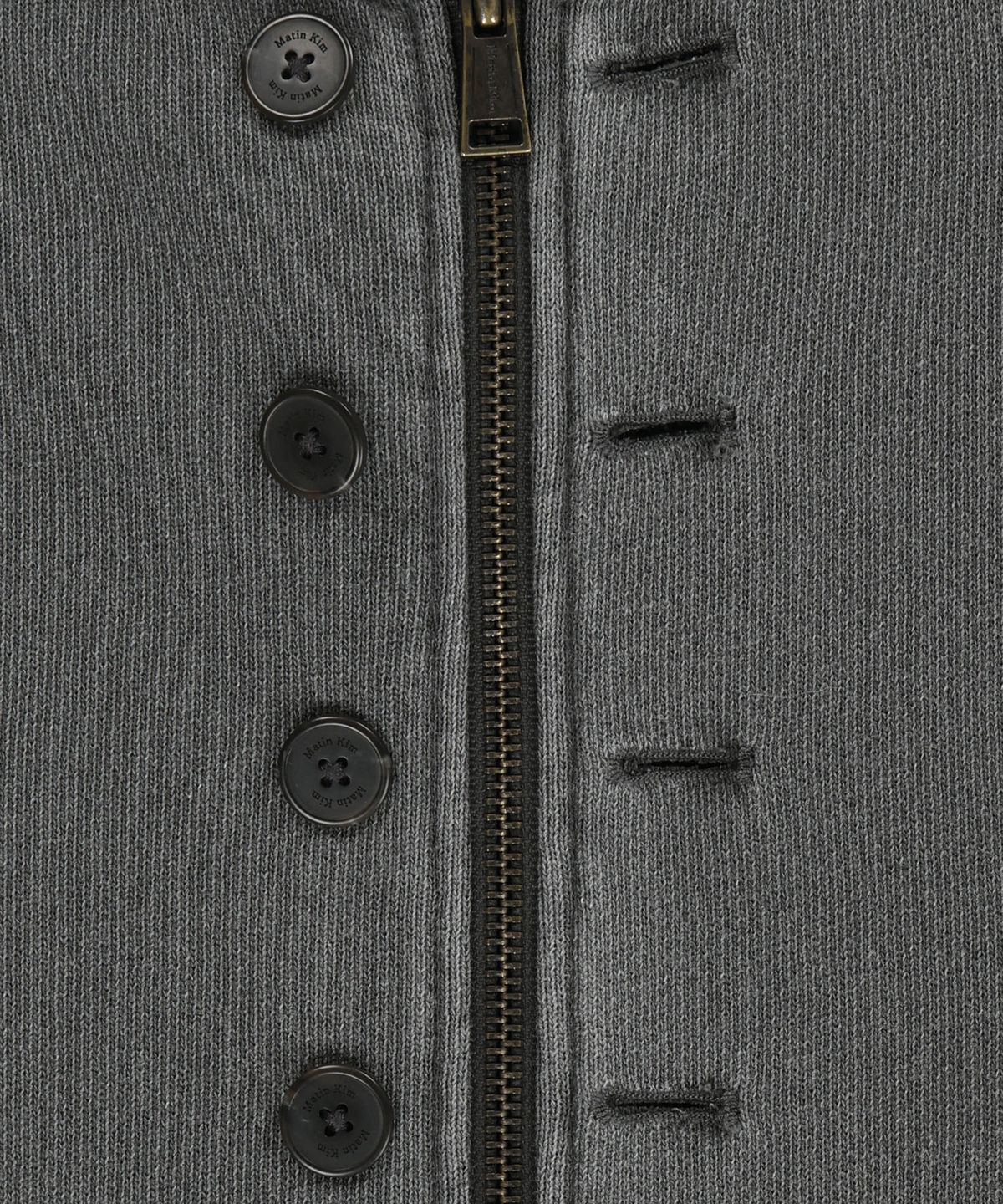 마뗑킴(MATIN KIM) FADED WASHED HOODY ZIP UP IN CHARCOAL