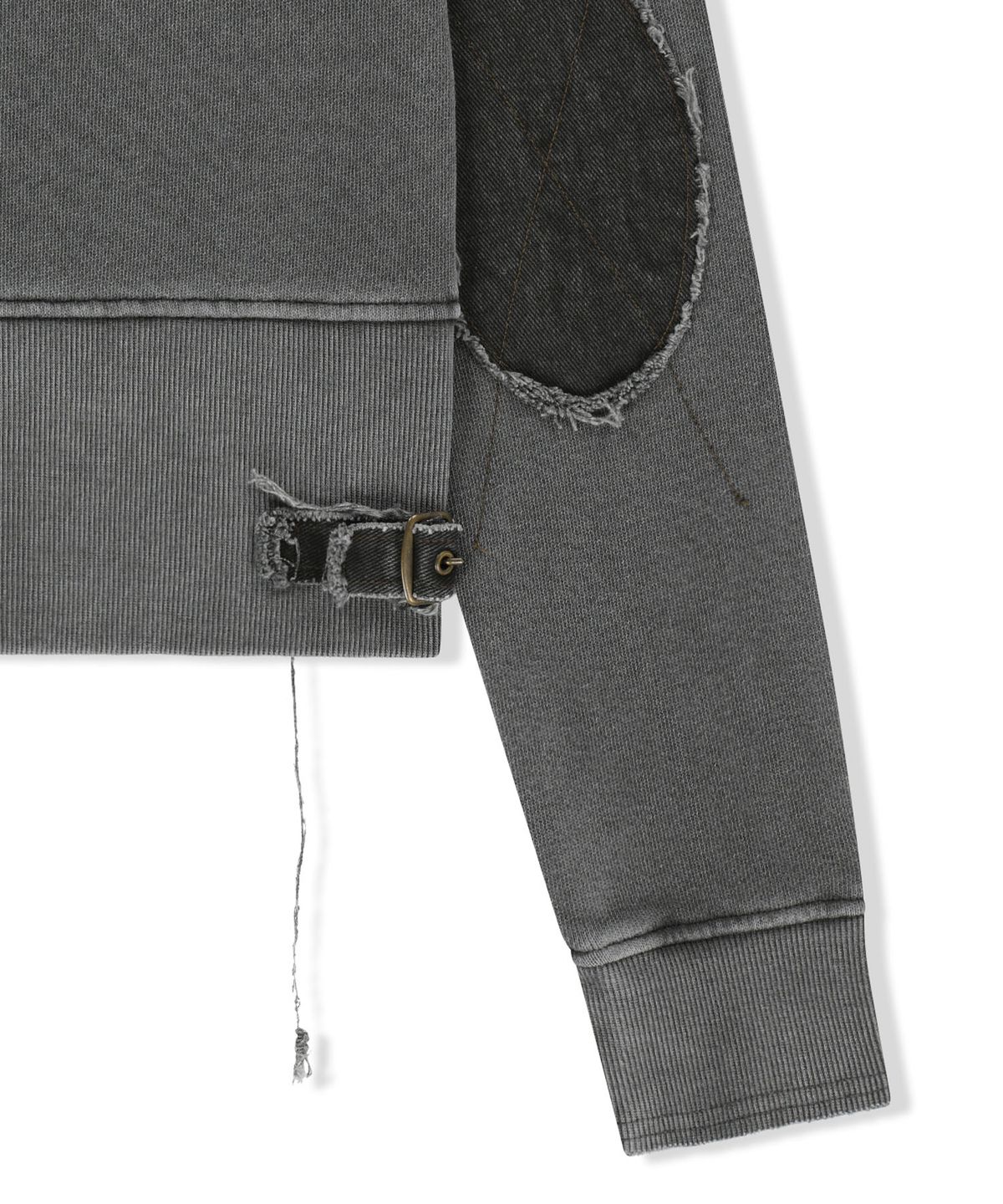 마뗑킴(MATIN KIM) FADED WASHED HOODY ZIP UP IN CHARCOAL