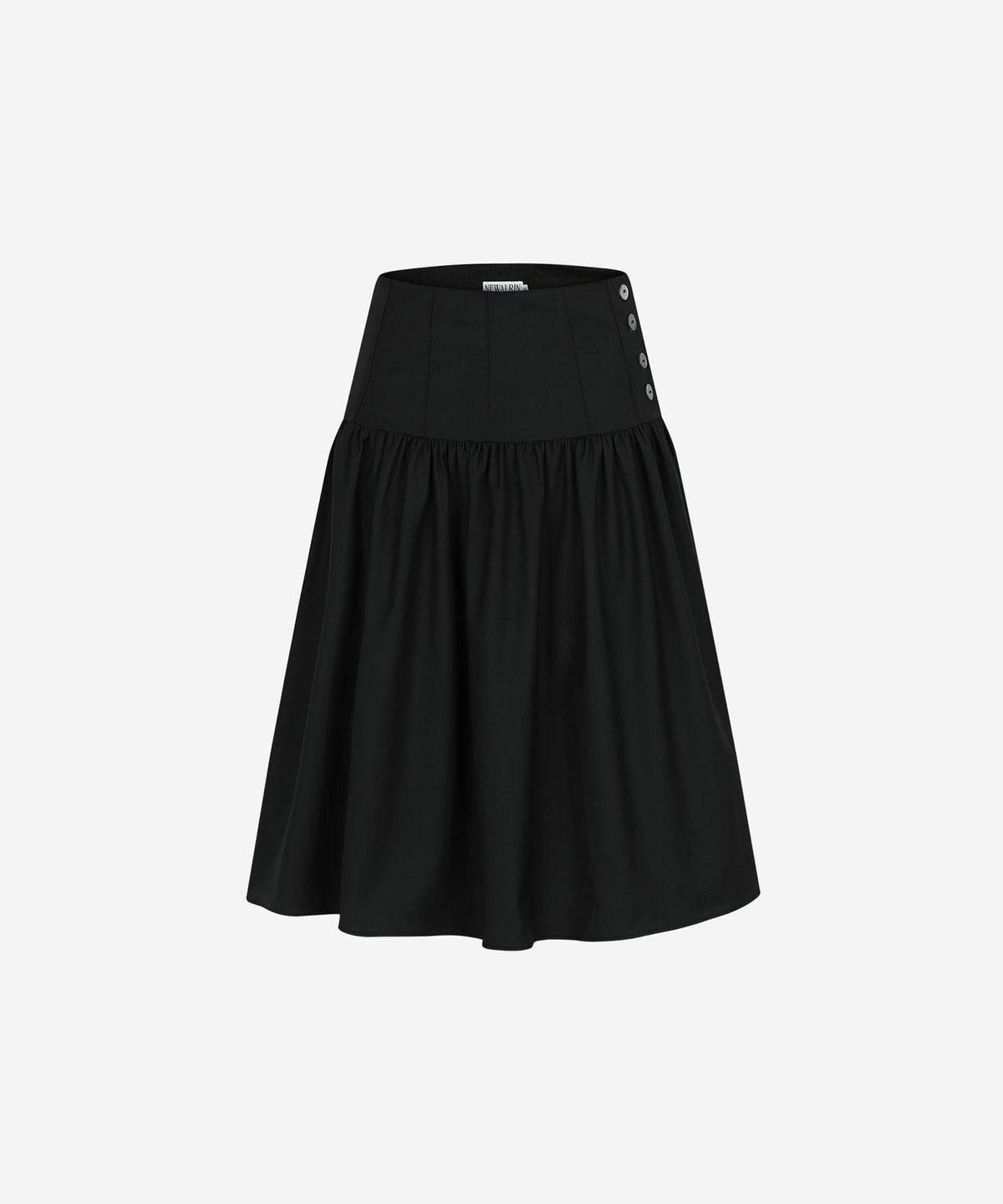 뉴얼린(NEWALRIN) MUMU Classic Button Midi Skirt Dark Black