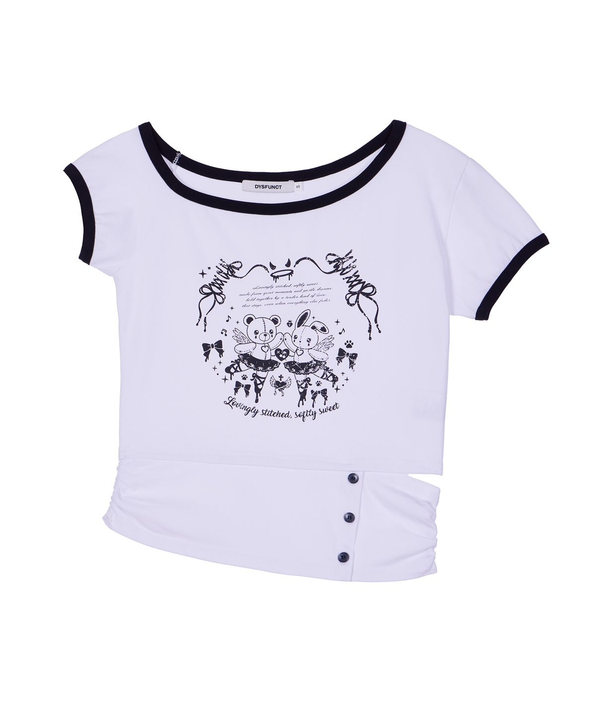 디스펑트(DYSFUNCT) BUTTON SLIT DETAIL LITTLE WINGS T-SHIRT(WHITE)