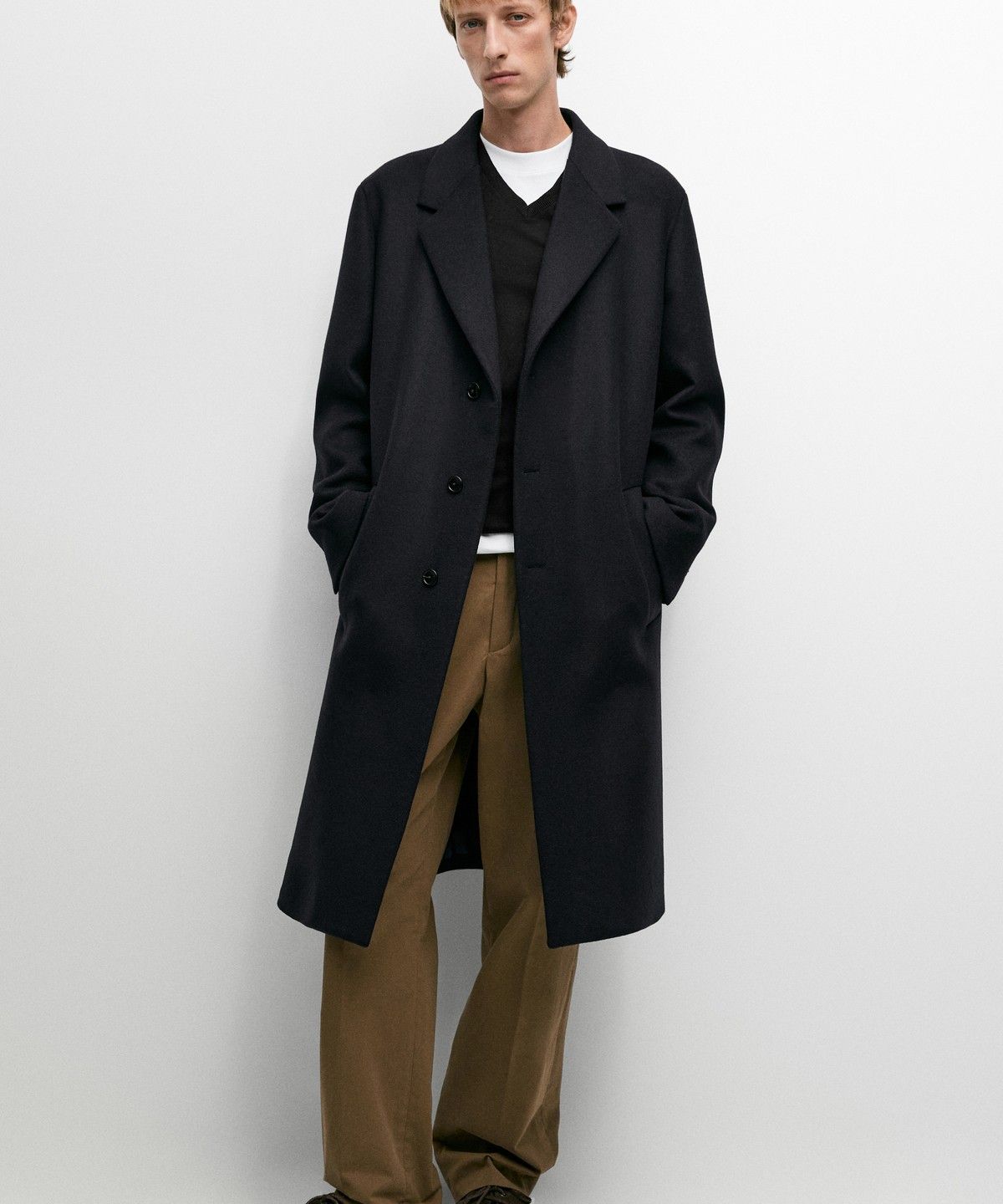 마시모두띠(MASSIMO DUTTI) 노치드 라펠 칼라 100% 울 코트