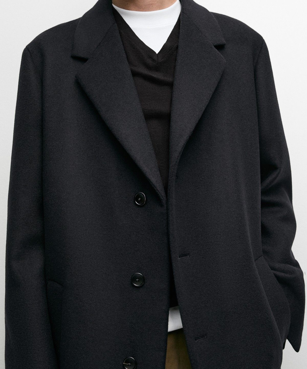마시모두띠(MASSIMO DUTTI) 노치드 라펠 칼라 100% 울 코트