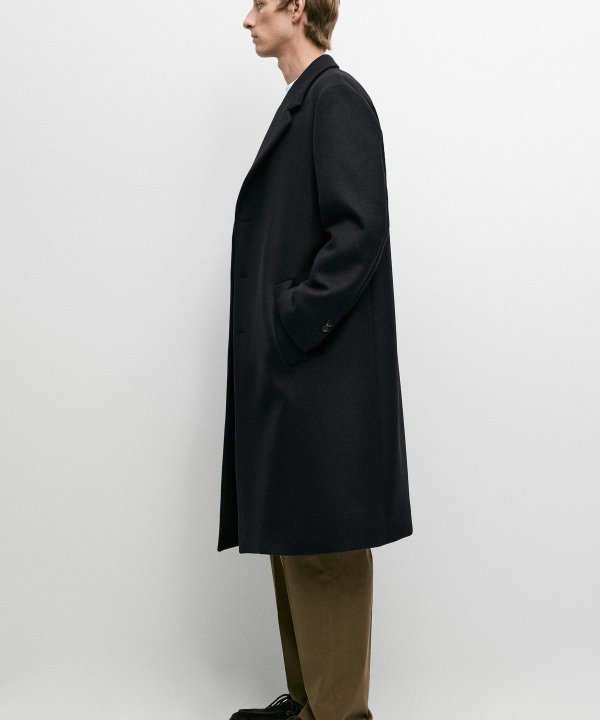 마시모두띠(MASSIMO DUTTI) 노치드 라펠 칼라 100% 울 코트