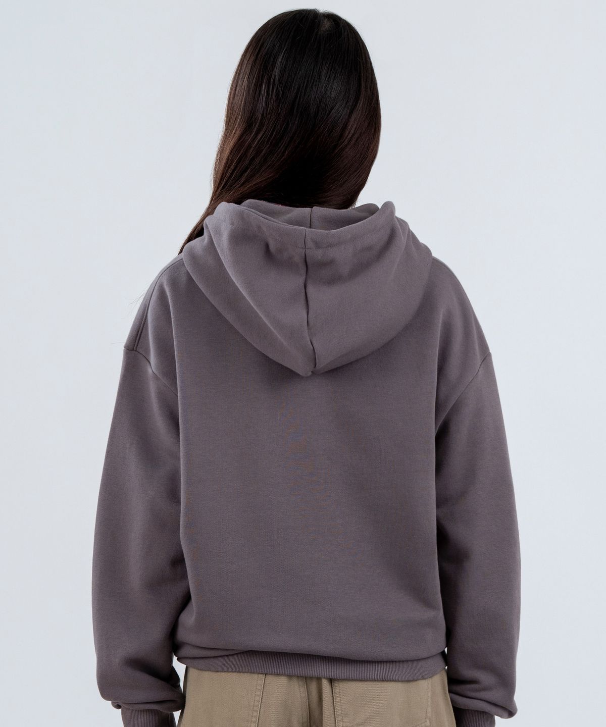 엘런아시(ELLENASSY) 무지 베이직 오버핏 후드 다크그레이