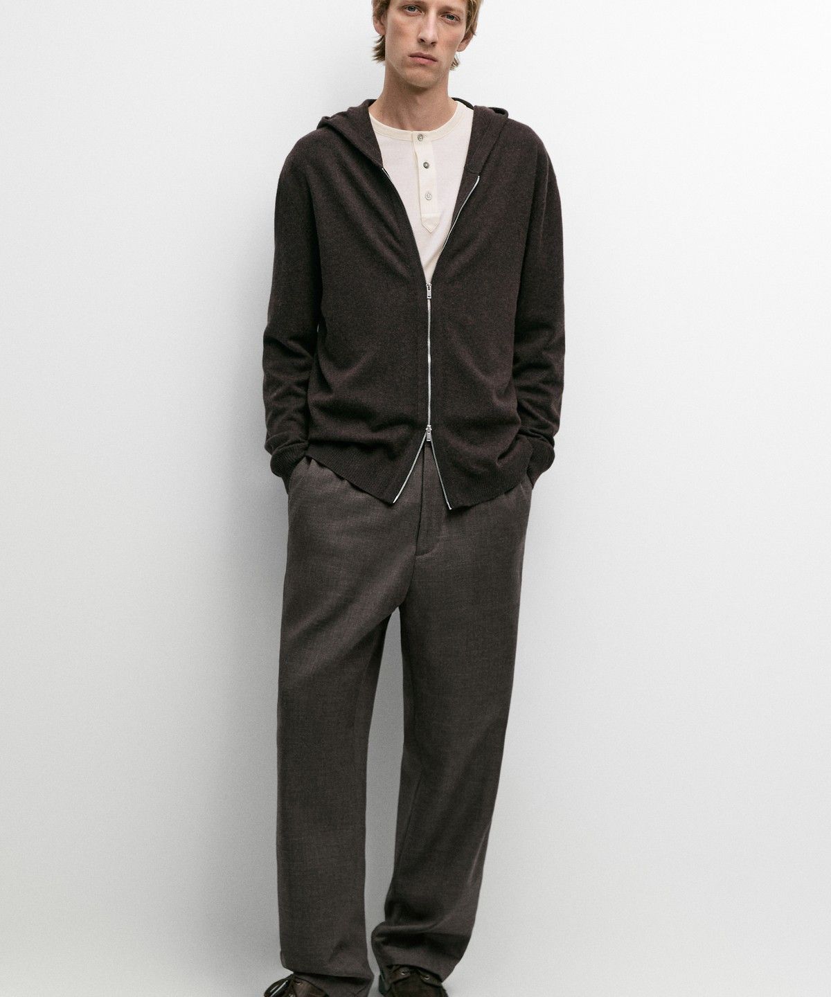 마시모두띠(MASSIMO DUTTI) 울 니트 후드 가디건