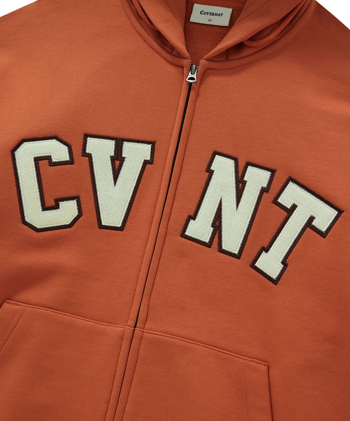커버낫(COVERNAT) CVNT 기모 후드집업 다크 오렌지
