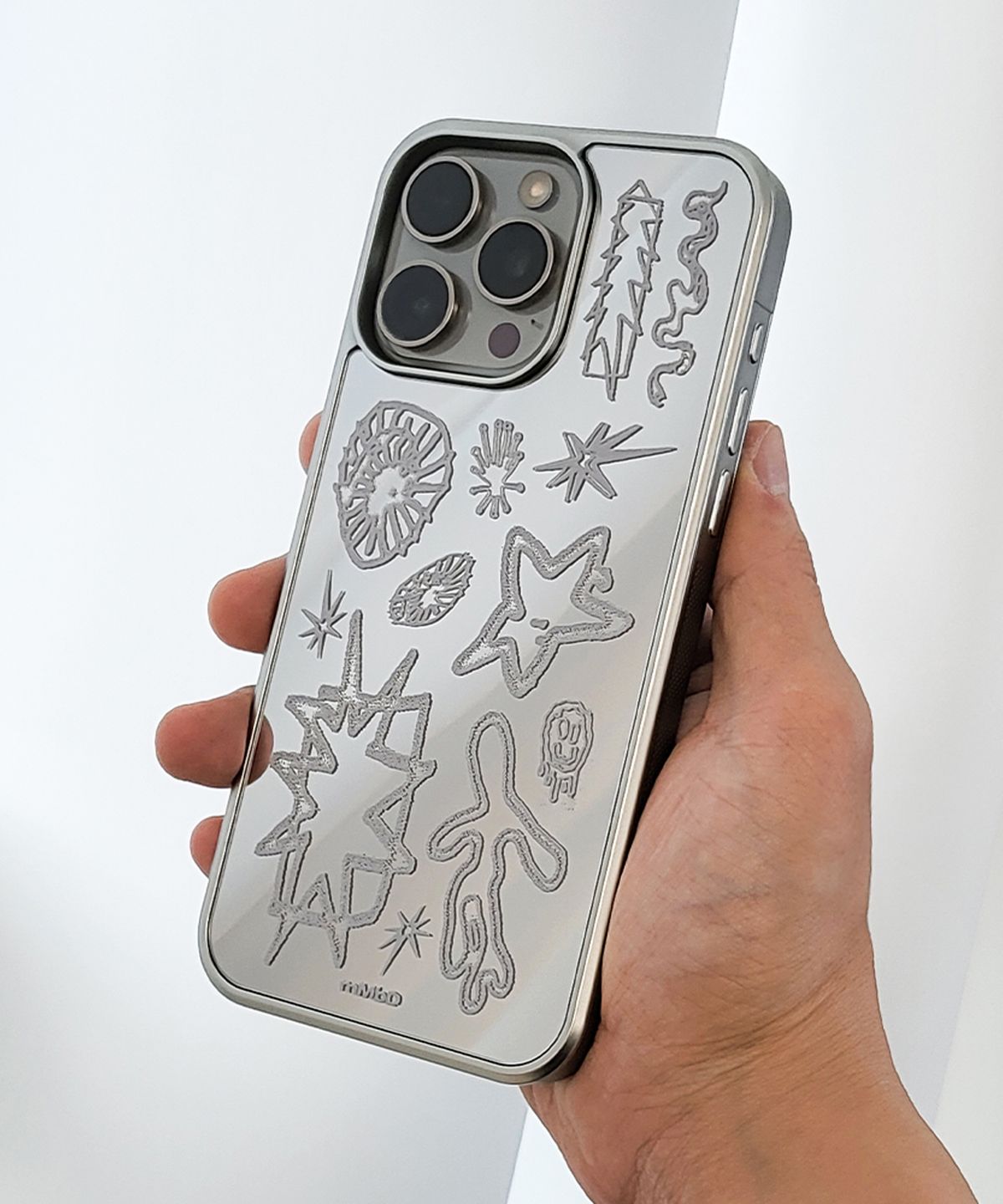 메모리즈바운더리(MEMORIESBOUNDARY) BOUNDARIES Signal Doodle Bumper Mirror Phone Case (SV_GR/MagSafe)