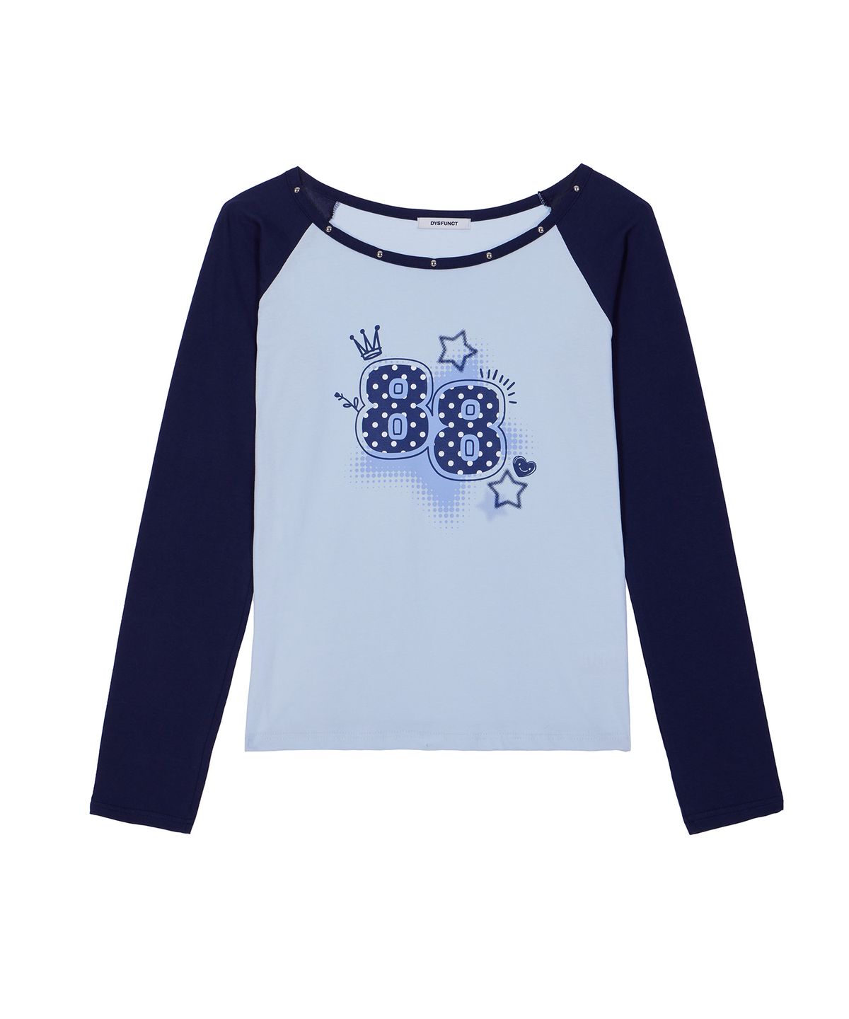 디스펑트(DYSFUNCT) STUDDED RAGLAN PRINT T-SHIRT(SKY BLUE)