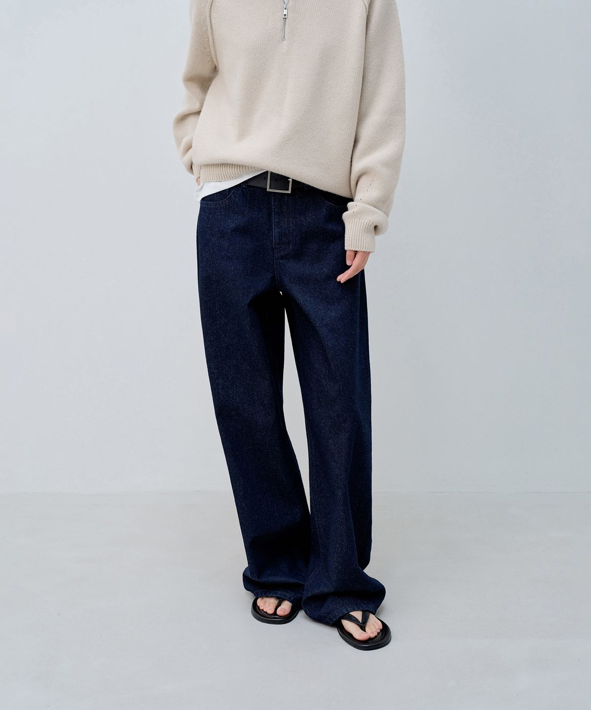 노티아(NOTIA) ORIGINAL WIDE DENIM PANTS_DARK BLUE