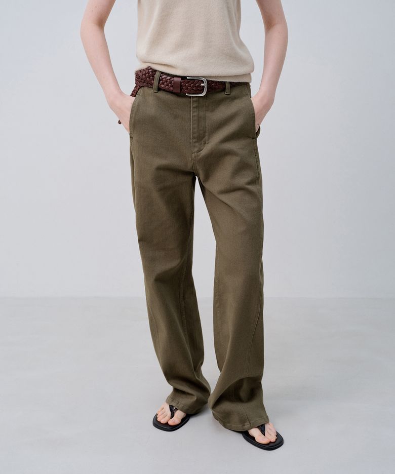 BARREL FIT COTTON PANTS_KHAKI