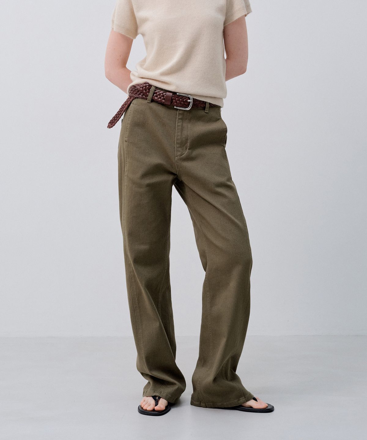 노티아(NOTIA) BARREL FIT COTTON PANTS_KHAKI