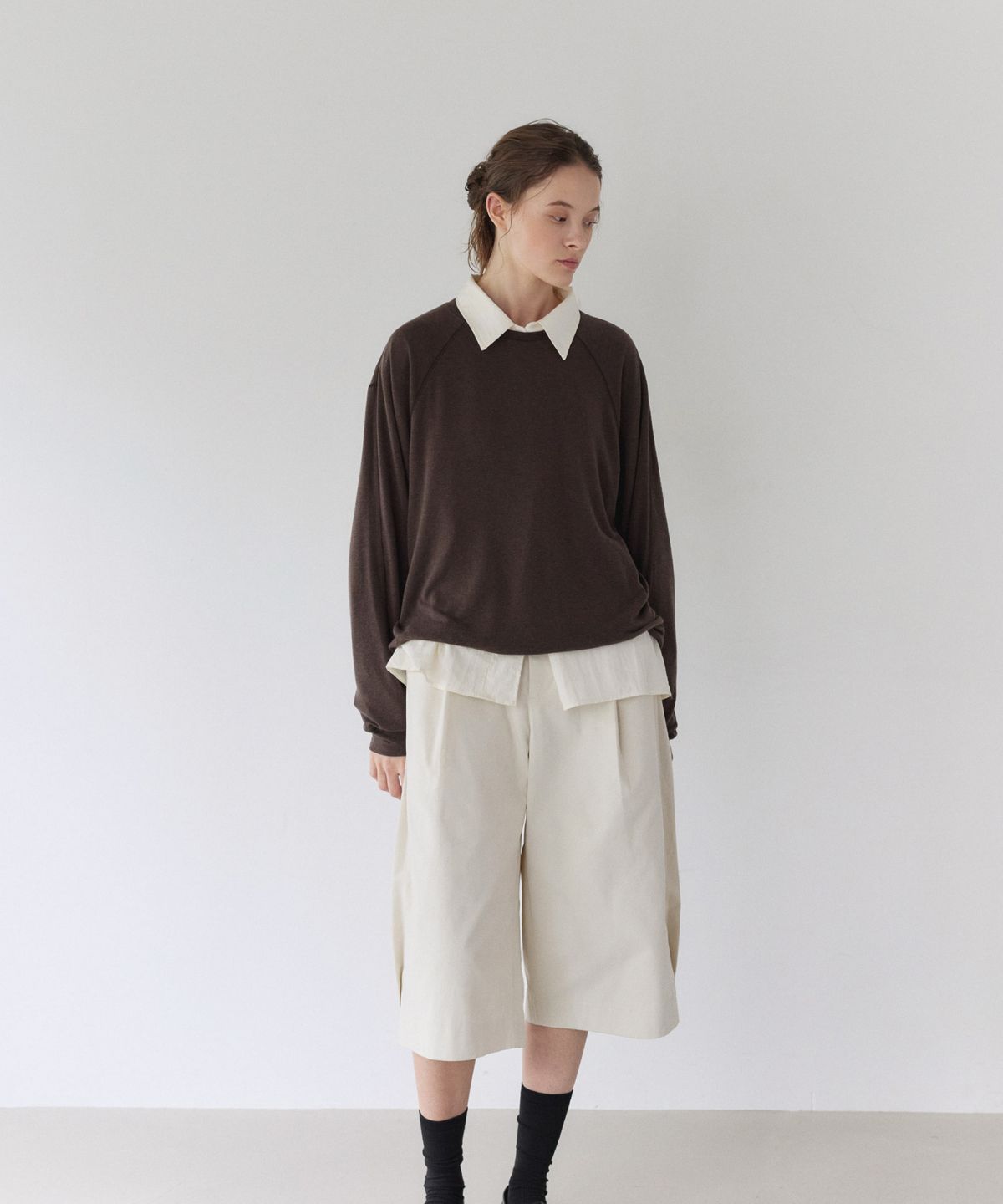 이어닝(YEARNING) RAGLAN GATHER LONG SLEEVE, BROWN