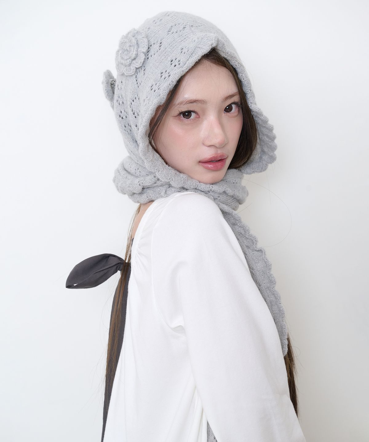 일리고(ILLIGO) 플레르 후드 머플러 그레이