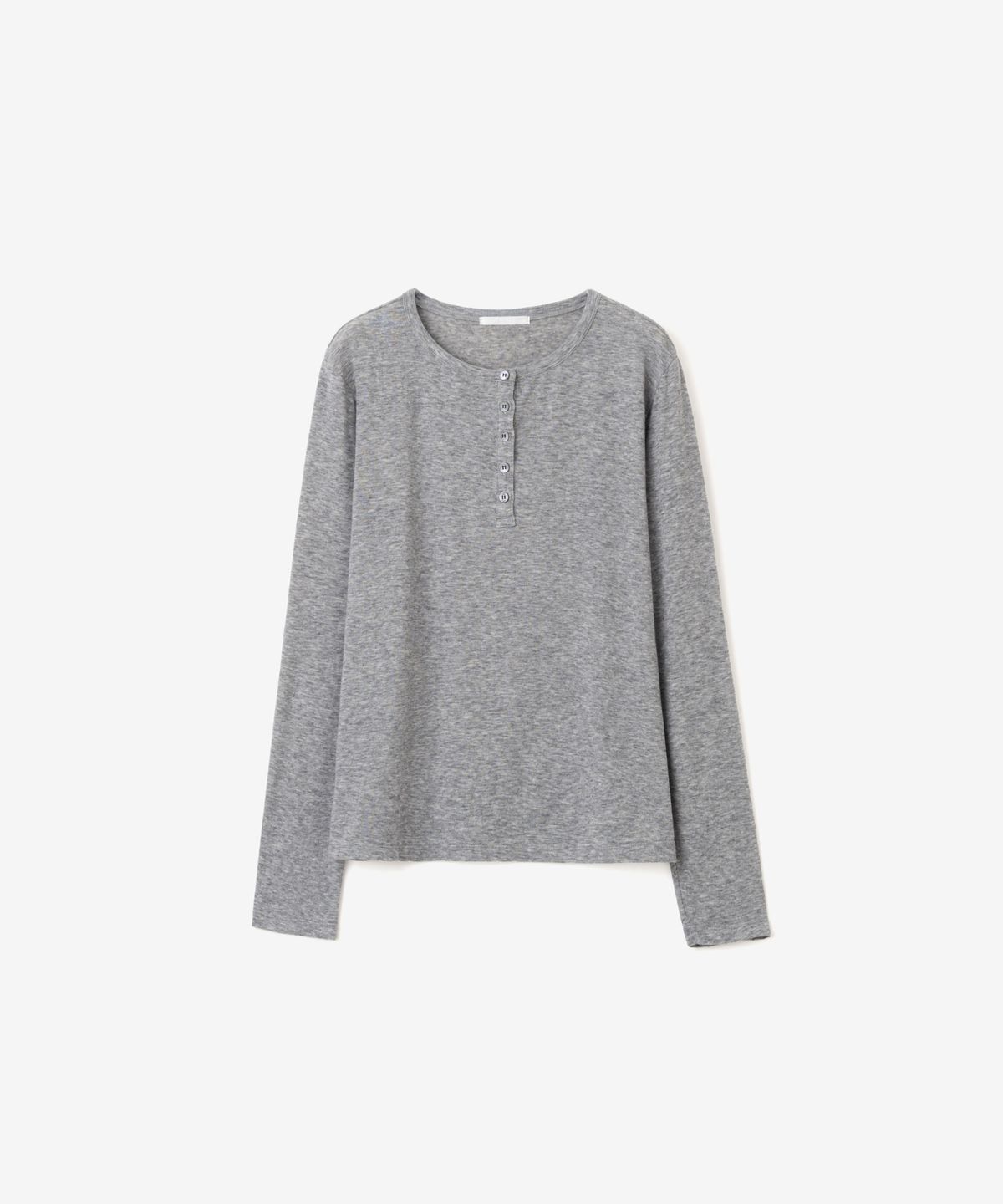 이어닝(YEARNING) SOFT HENLEY NECK LONG SLEEVE, MELANGE GREY