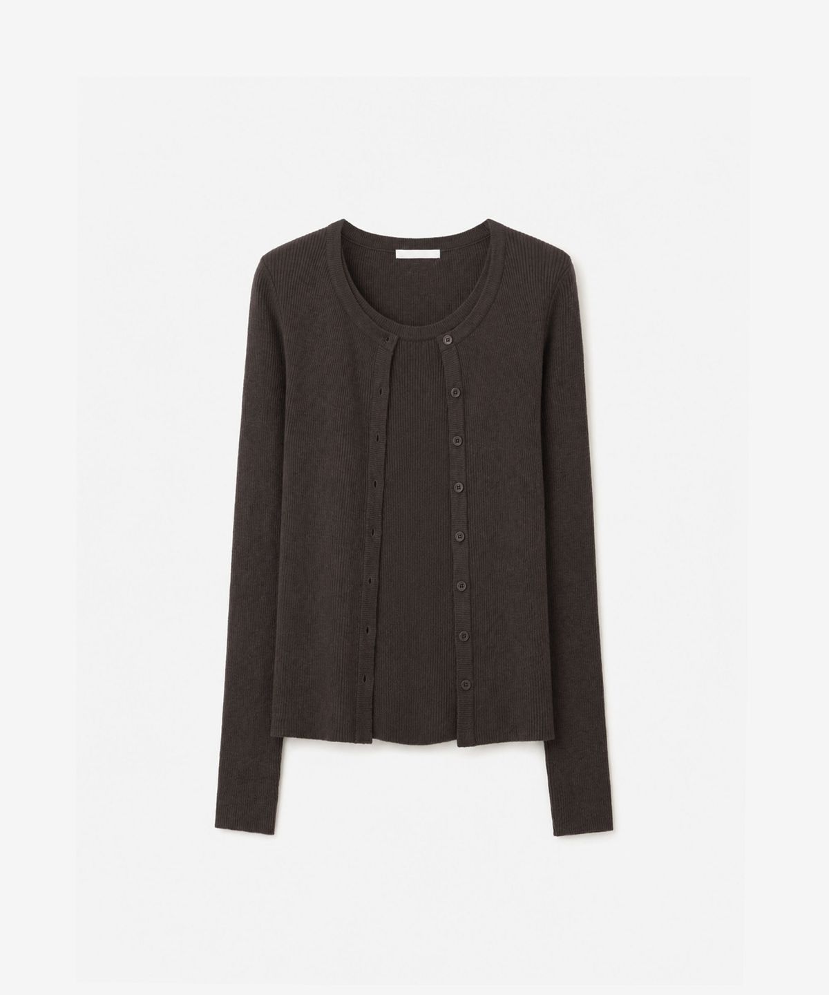 이어닝(YEARNING) RIB KNIT CARDIGAN SET-UP BROWN