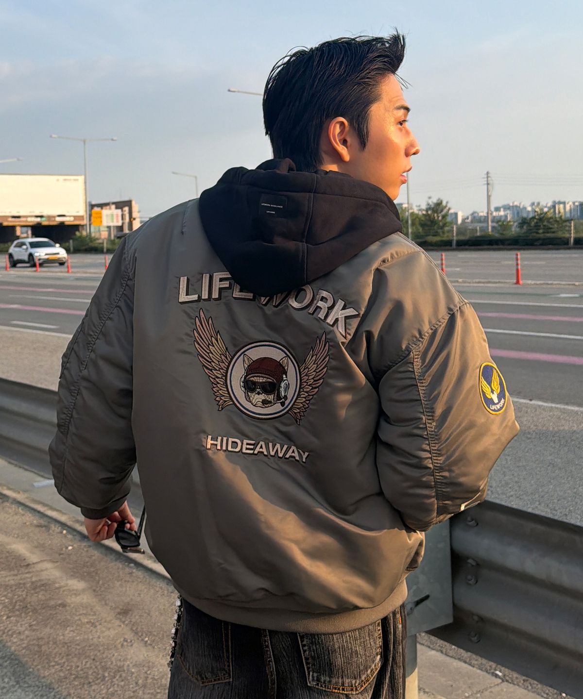 라이프워크(LIFEWORK) 공용) AIRDOK 파일럿 봄버 후드 항공 점퍼