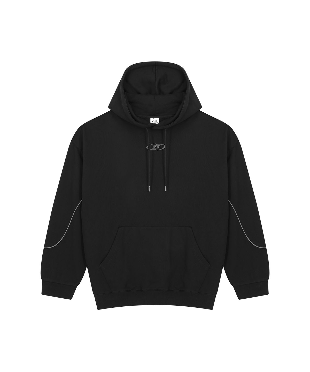 본투윈(BORN TO WIN) BLACK CHROME REFLECTIVE LINE HOODIE [BLACK]