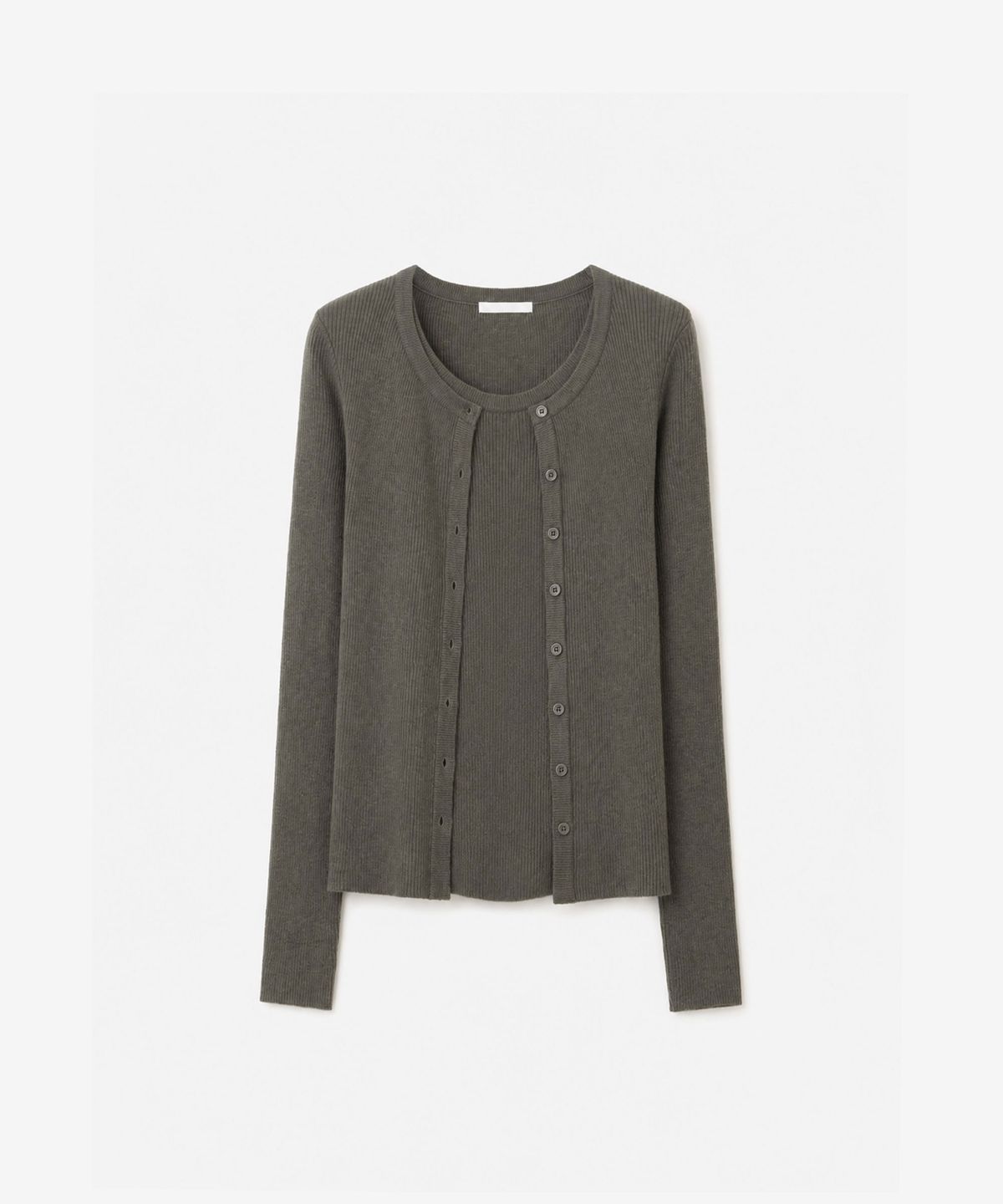 이어닝(YEARNING) RIB KNIT CARDIGAN SET-UP, KHAKI BEIGE
