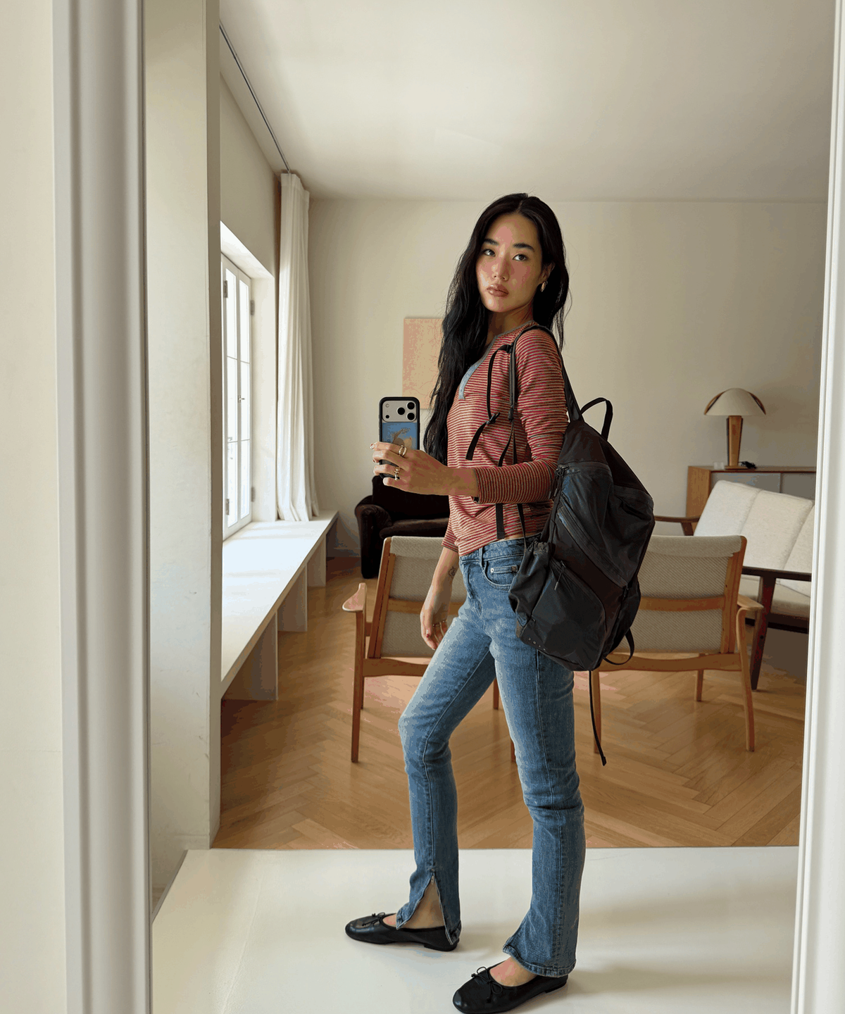 아코크(ACOC) Round Feather Backpack(S)_Brown