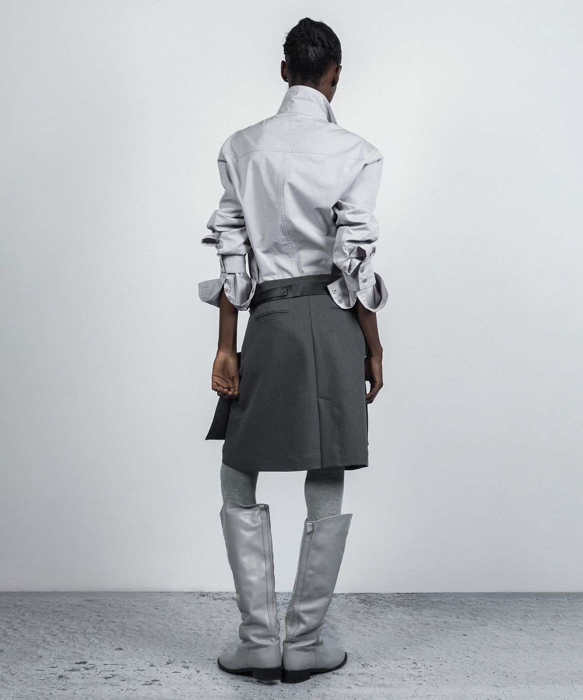 나체(NACHE) DOUBLE CUFFS SHIRTS MISTY GRAY