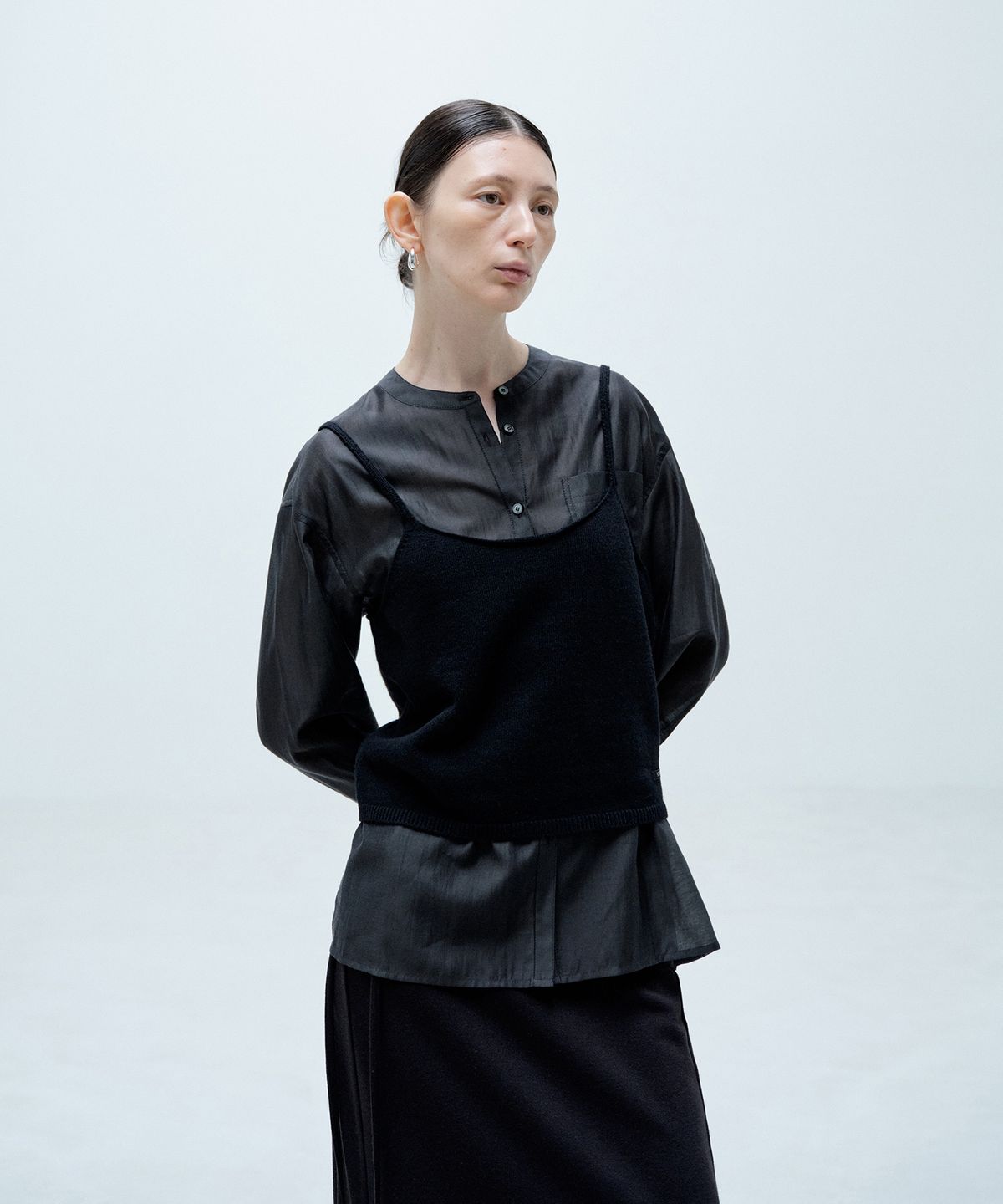 노티아(NOTIA) BUSTIER KNIT TOP_BLACK