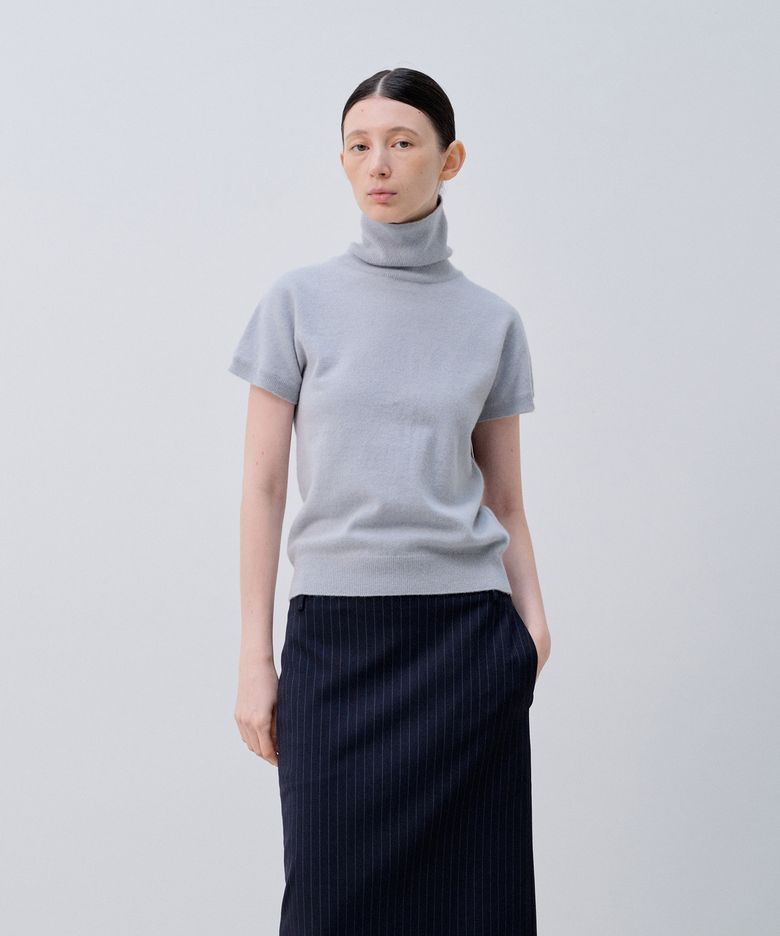 CAP SLEEVE TURTLENECK KNIT_LIGHT BLUE