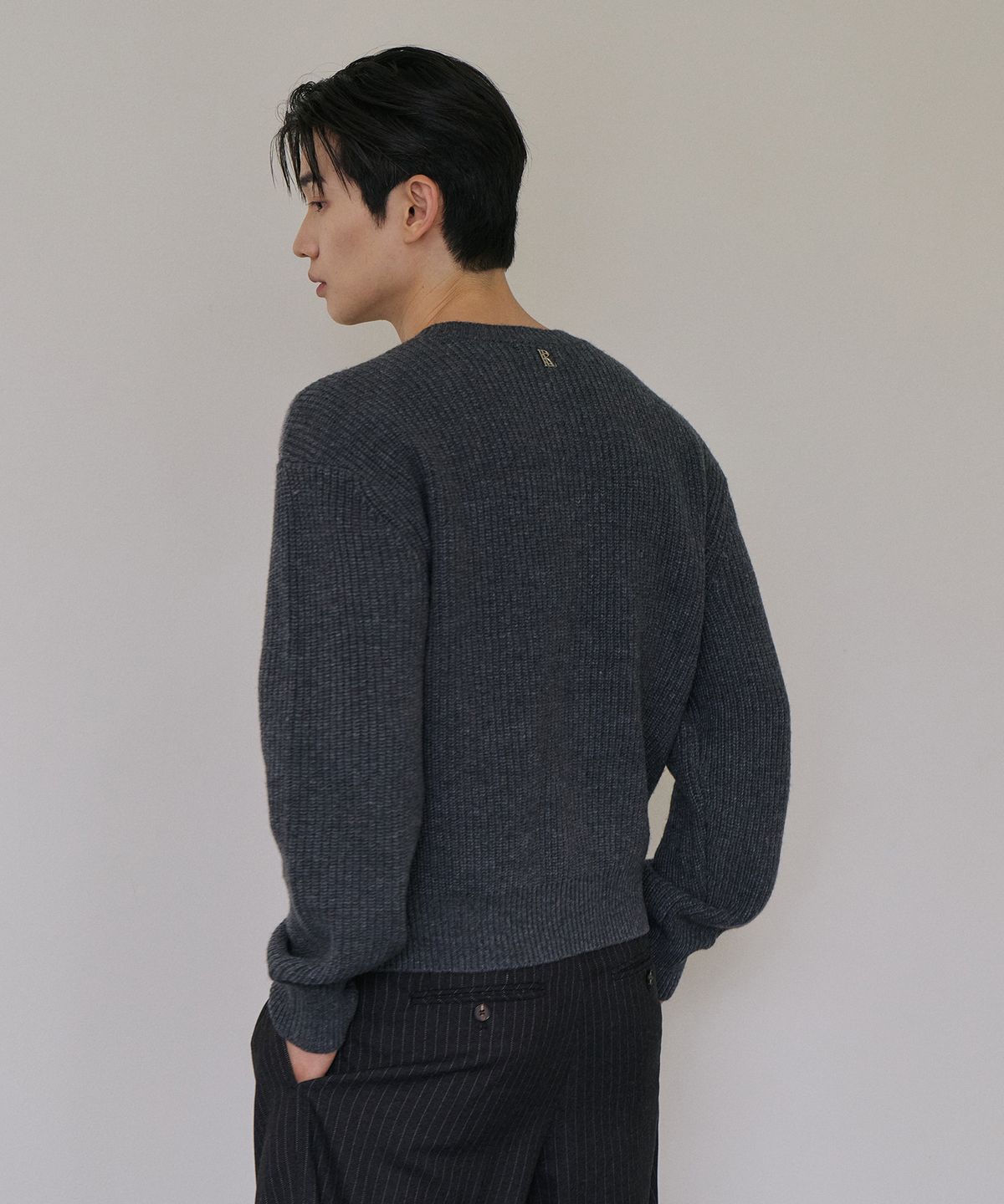 로랑서울(LAURANTSEOUL) Layered wool knit cardigan(Charcoal)