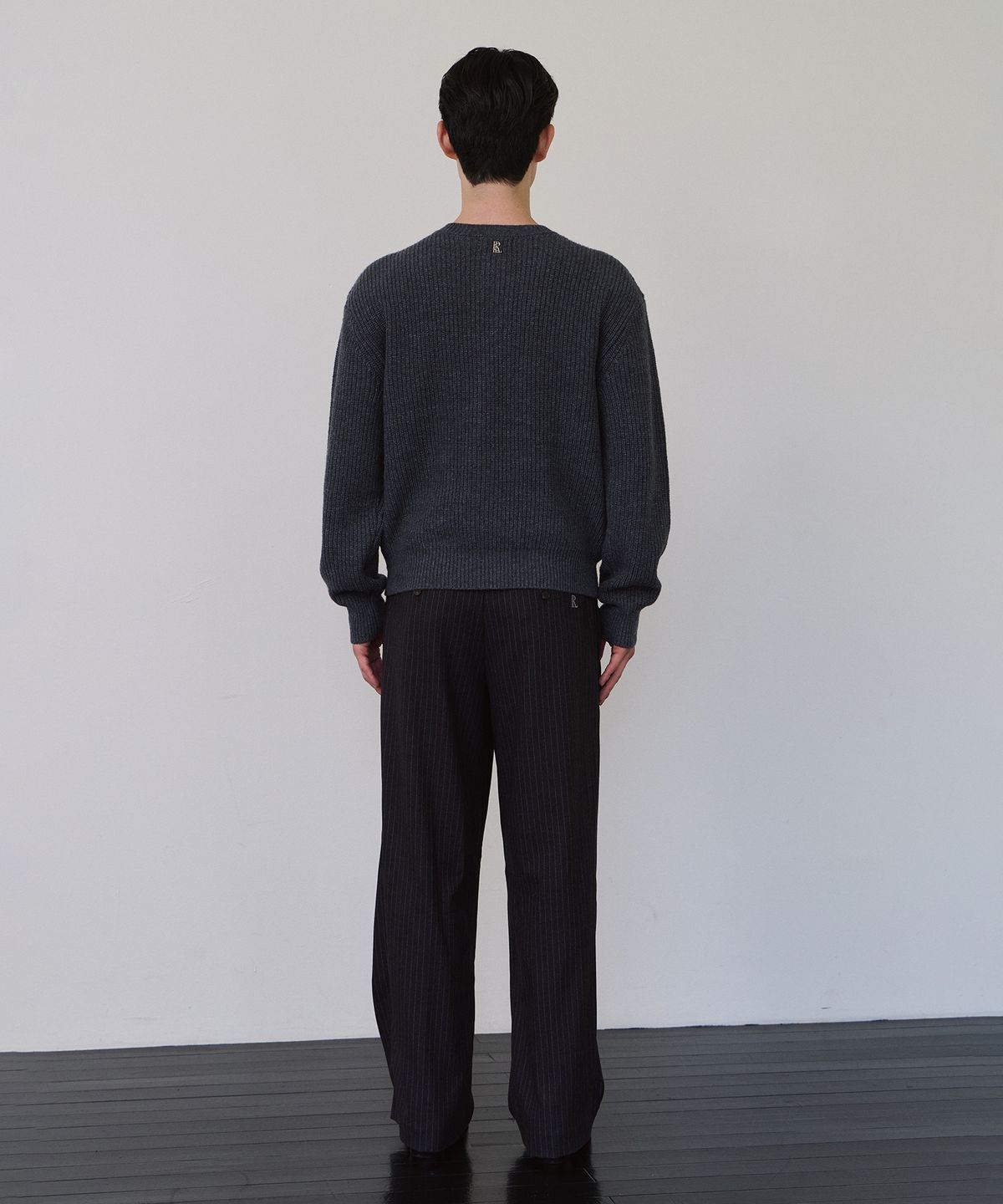 로랑서울(LAURANTSEOUL) Layered wool knit cardigan(Charcoal)