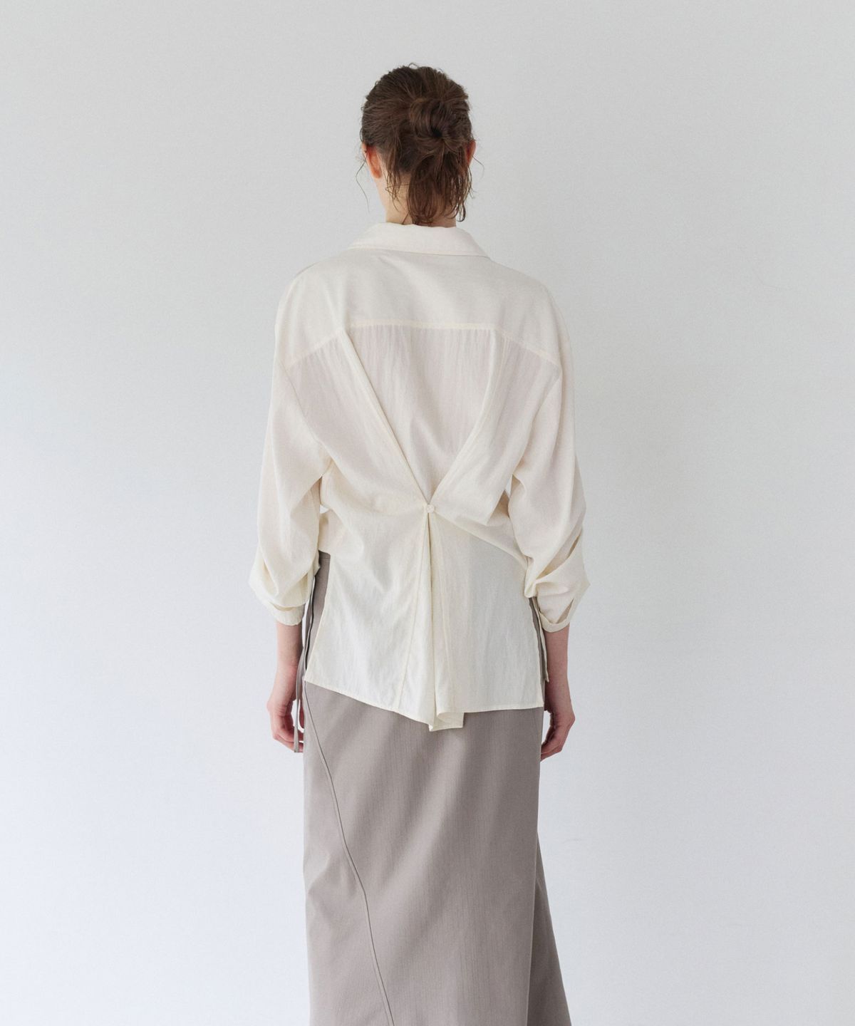 이어닝(YEARNING) FLUID OVERLAP PLACKET SHIRT, IVORY