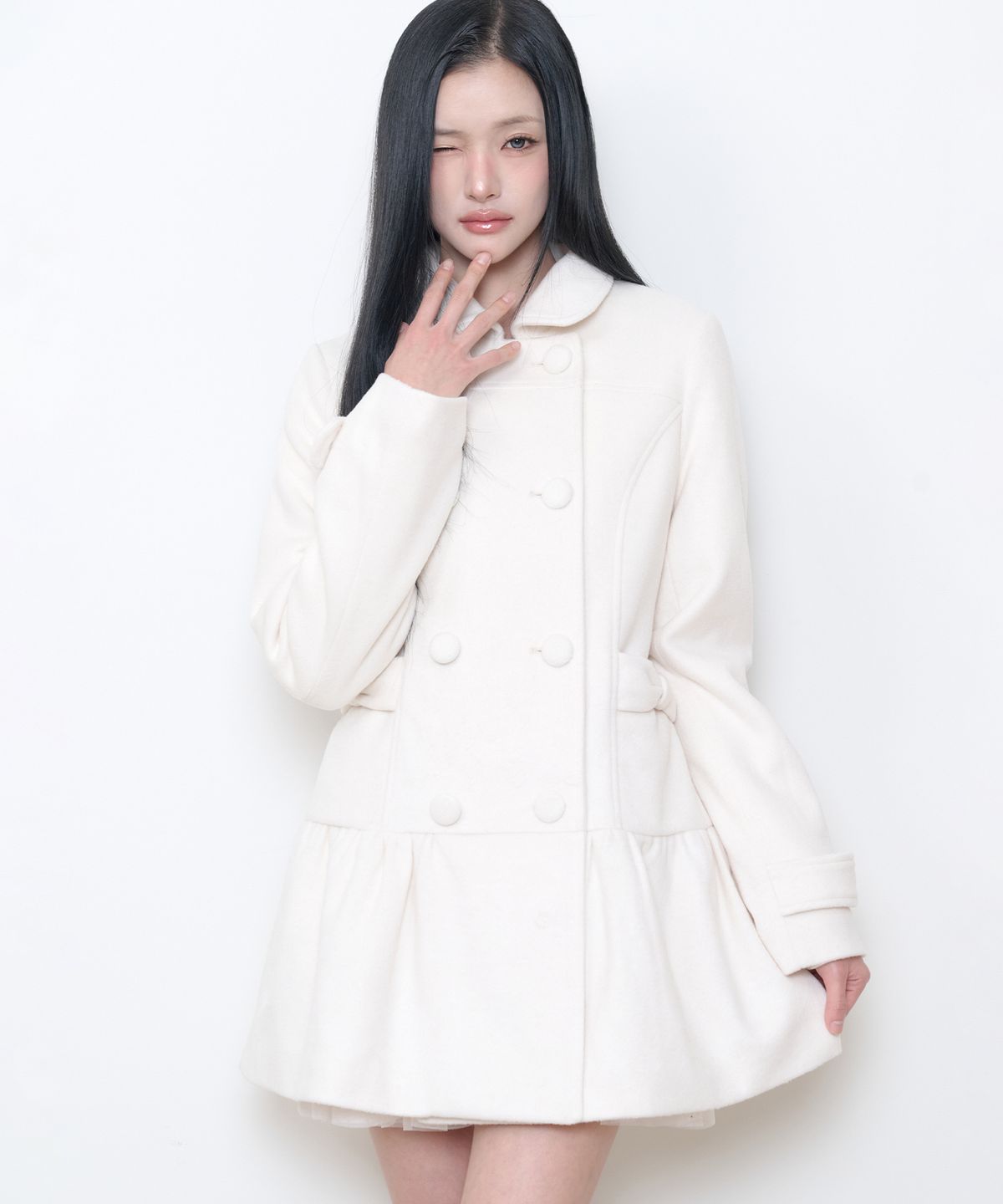 일리고(ILLIGO) 벨 케이프 코트 크림